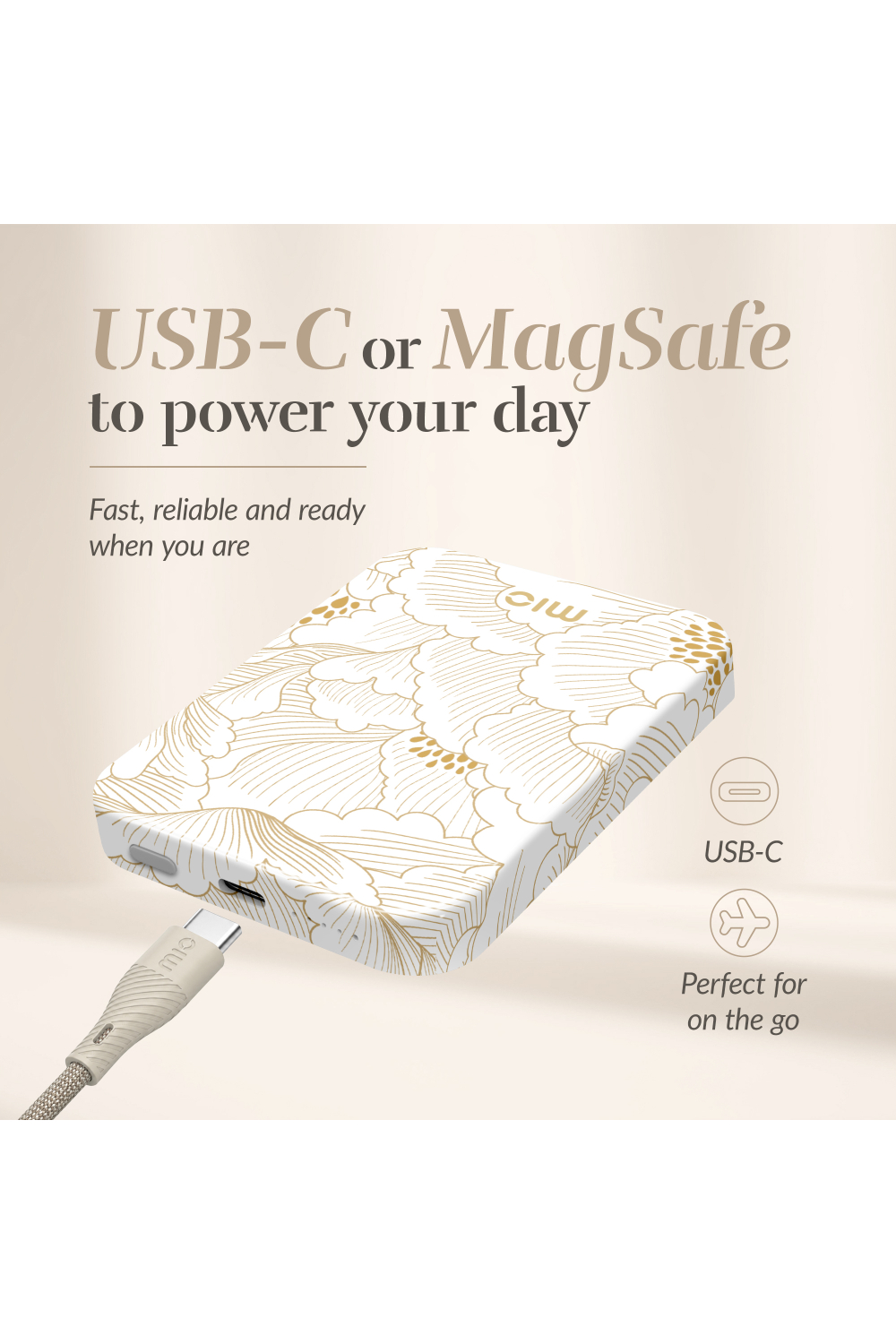 Mio By Mobilize Mio Powerbank 5000Mah With Double Sided Magsafe Compatibility White Roses - Glossy - Afbeelding 7
