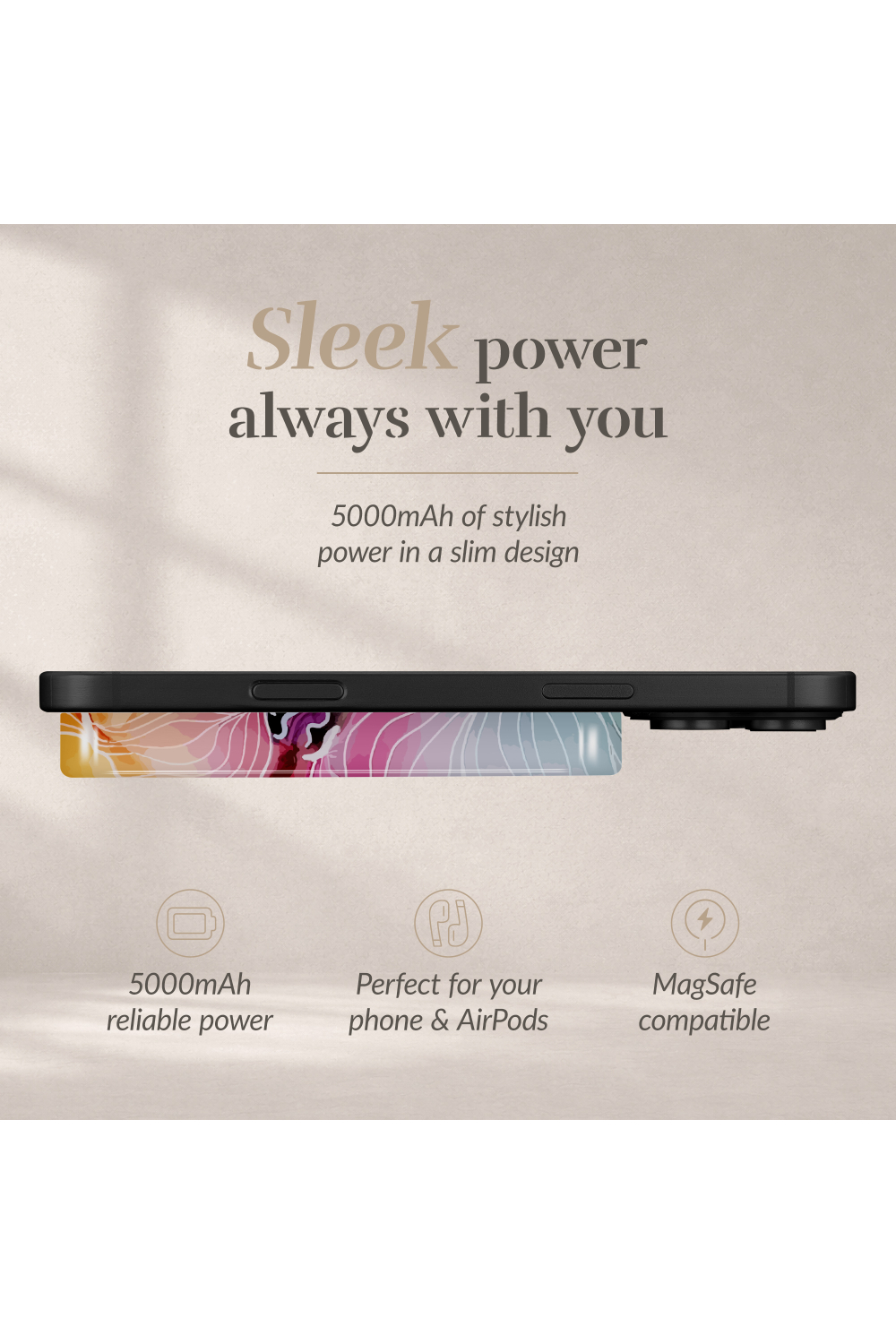 Mio By Mobilize Mio Powerbank 5000Mah With Double Sided Magsafe Compatibility Flowers - Glossy - Afbeelding 5