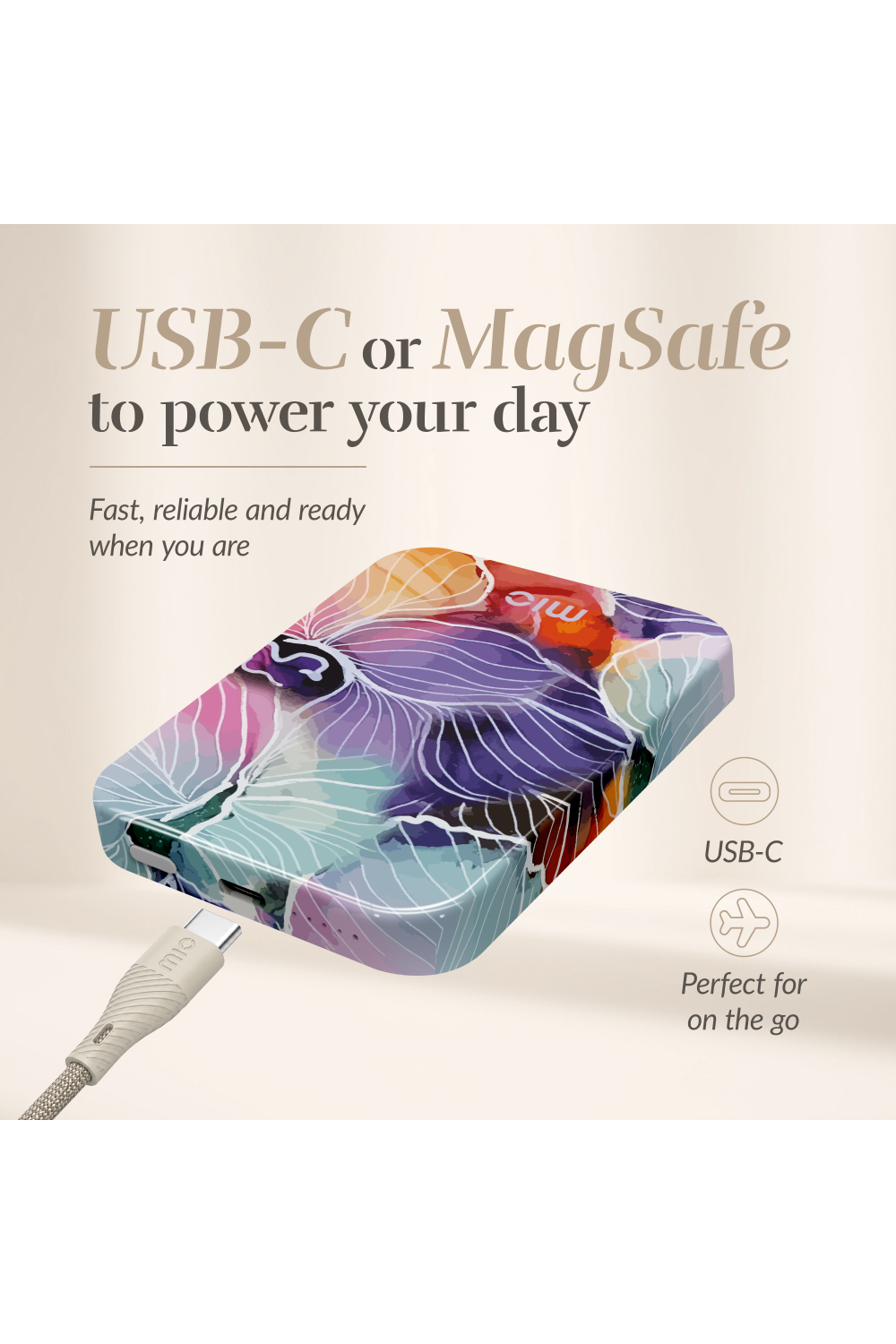 Mio By Mobilize Mio Powerbank 5000Mah With Double Sided Magsafe Compatibility Flowers - Glossy - Afbeelding 7