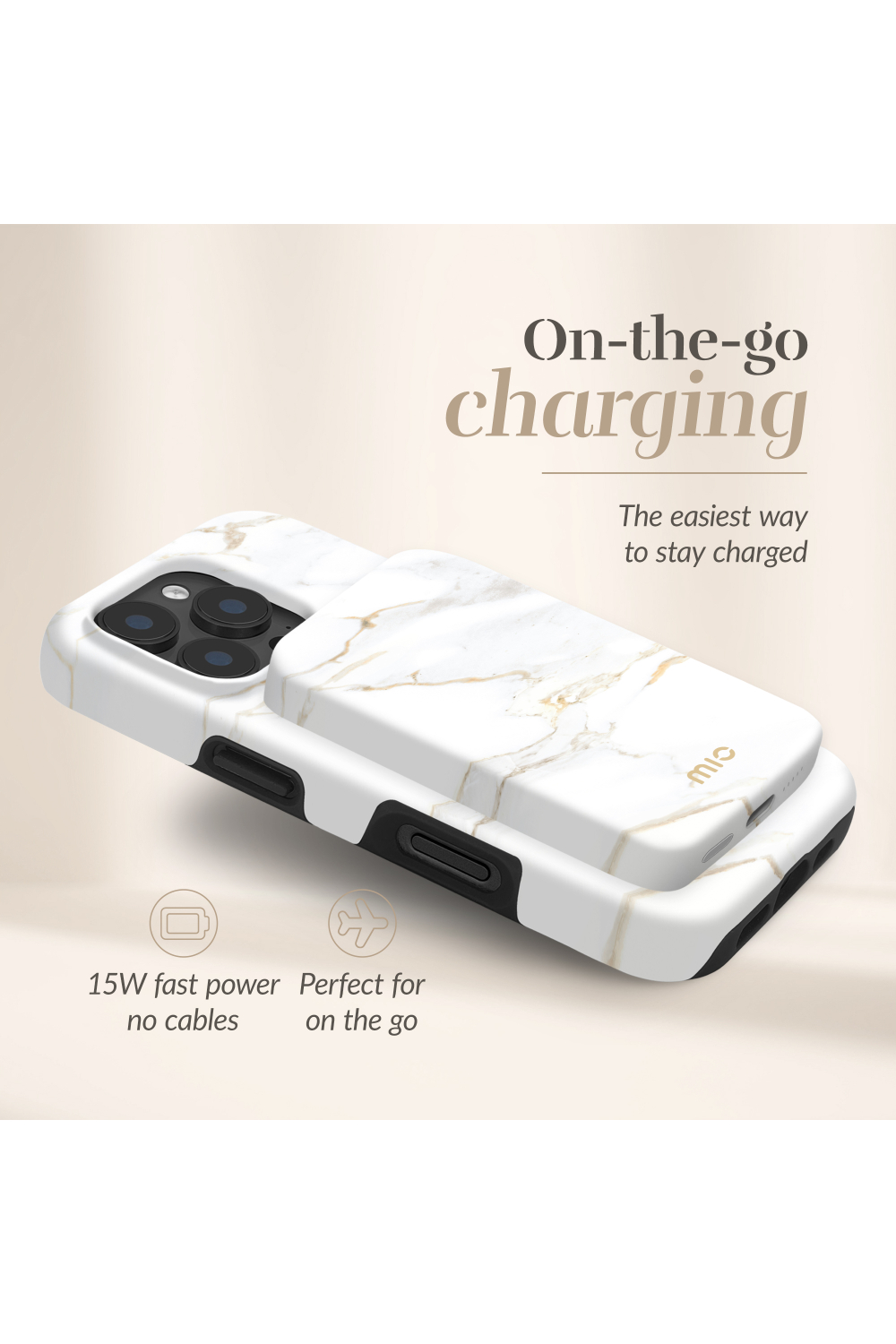 Mio By Mobilize Mio Powerbank 5000Mah With Double Sided Magsafe Compatibility White Marble - Matt - Afbeelding 2