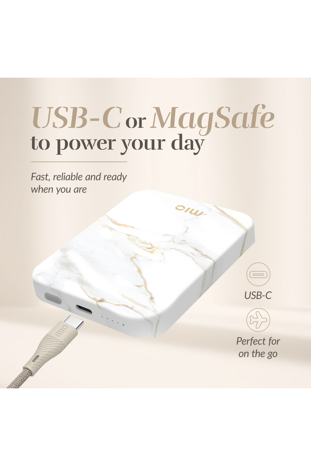 Mio By Mobilize Mio Powerbank 5000Mah With Double Sided Magsafe Compatibility White Marble - Matt - Afbeelding 7