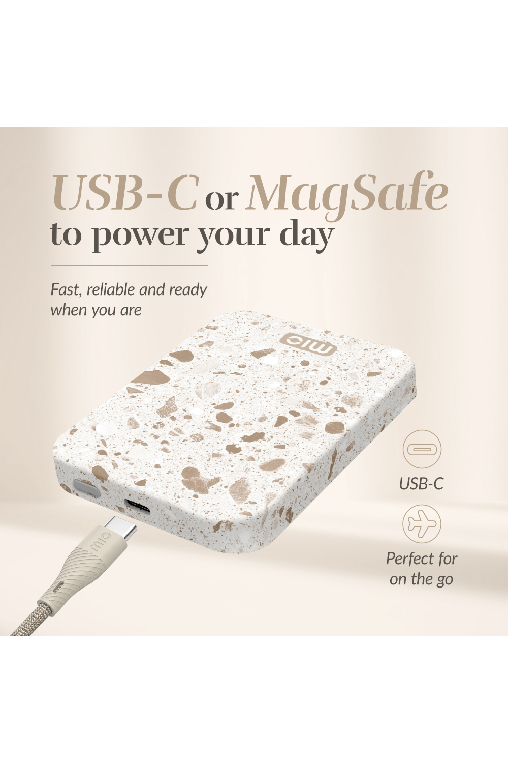 Mio By Mobilize Mio Powerbank 5000Mah With Double Sided Magsafe Compatibility Soft Terrazzo - Matt - Afbeelding 7