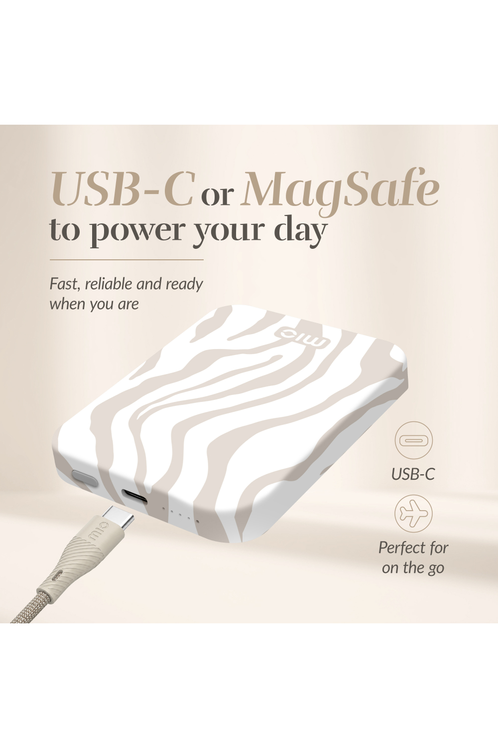 Mio By Mobilize Mio Powerbank 5000Mah With Double Sided Magsafe Compatibility Sandy Zebra - Matt - Afbeelding 7