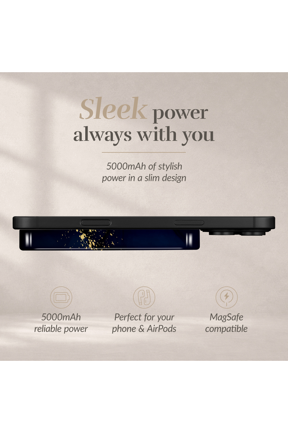 Mio By Mobilize Mio Powerbank 5000Mah With Double Sided Magsafe Compatibility Midnight Sparkle - Glossy - Afbeelding 5