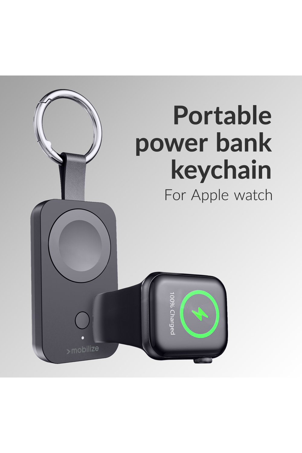 Mobilize Keychain Powerbank For Apple Watch 1000Mah 3W Black - Afbeelding 2