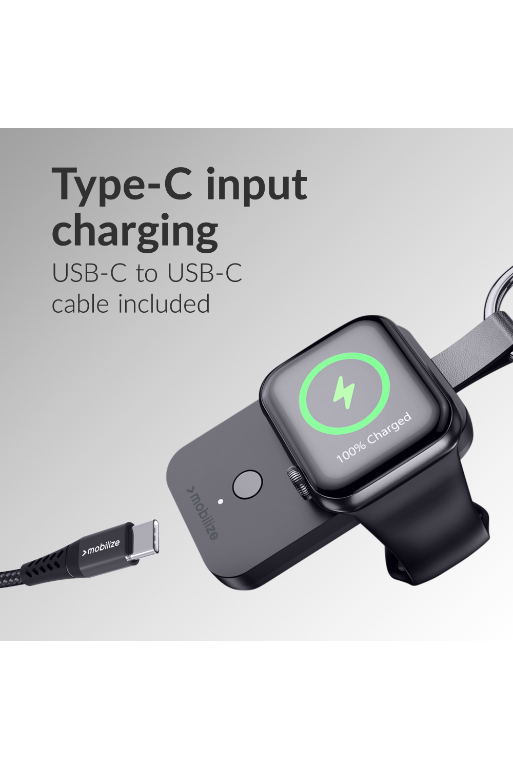 Mobilize Keychain Powerbank For Apple Watch 1000Mah 3W Black - Afbeelding 3