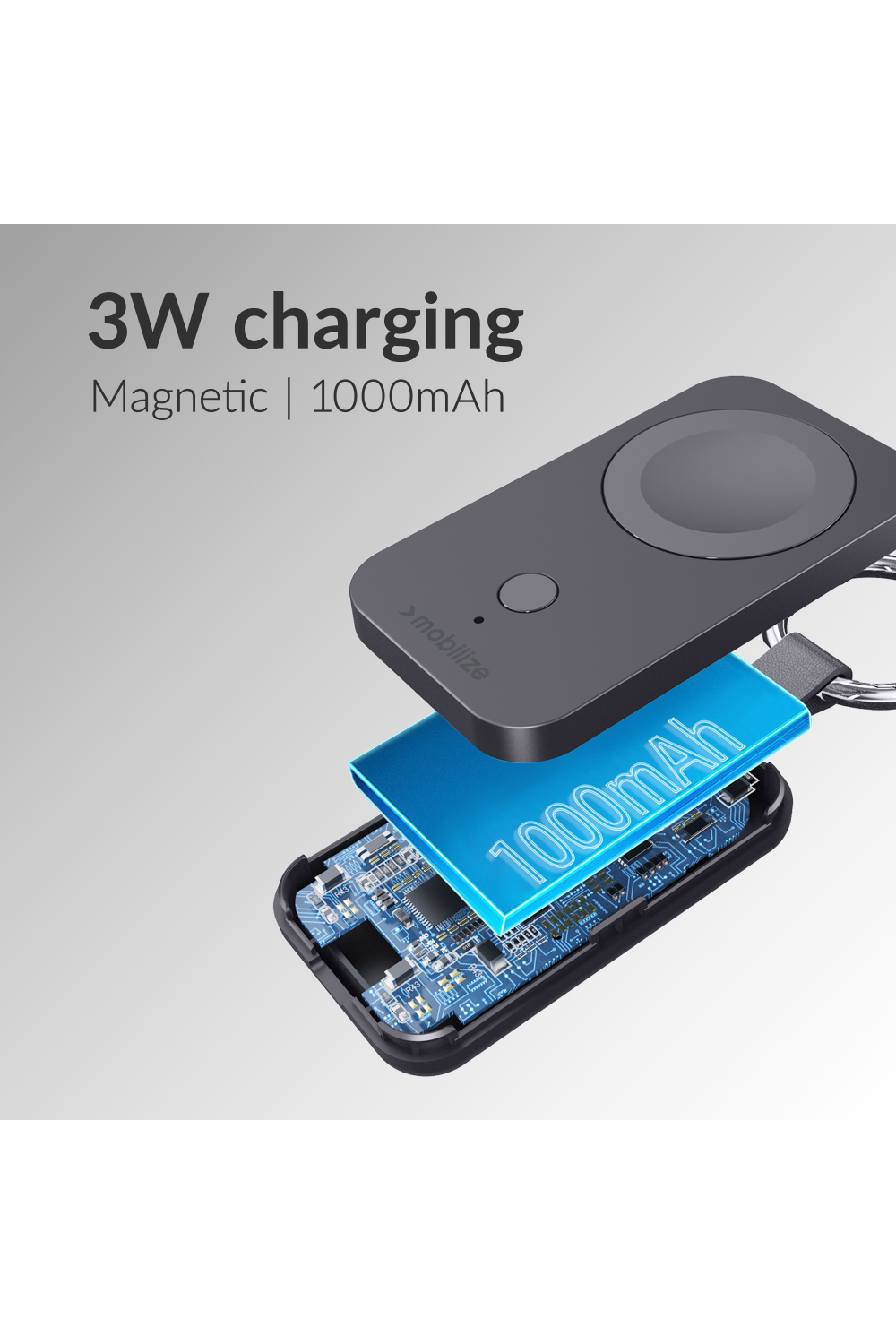 Mobilize Keychain Powerbank For Apple Watch 1000Mah 3W Black - Afbeelding 4