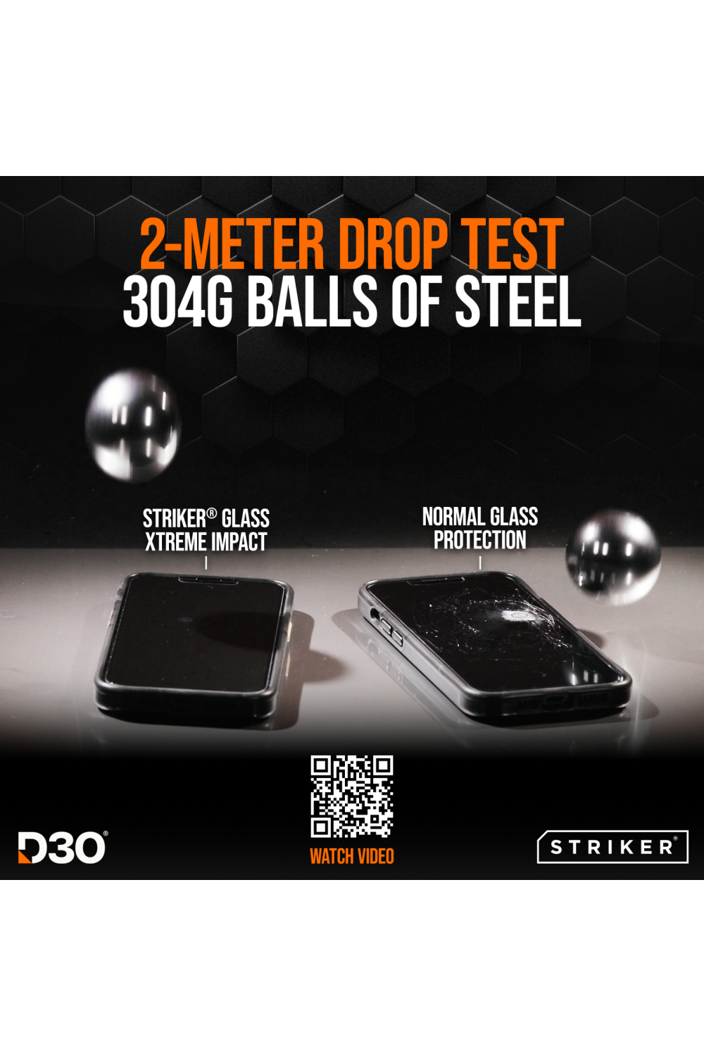 Striker D3O Xtreme Impact Privacy Glass Screen Protector - Black Frame - Apple Iphone 18 Pro - Afbeelding 3