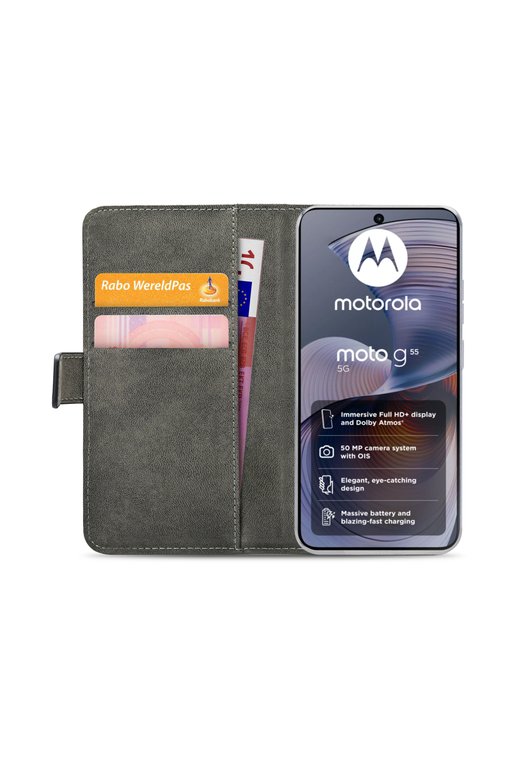 Mobilize Classic Gelly Wallet Book Case Motorola Moto G55 Black - Afbeelding 4
