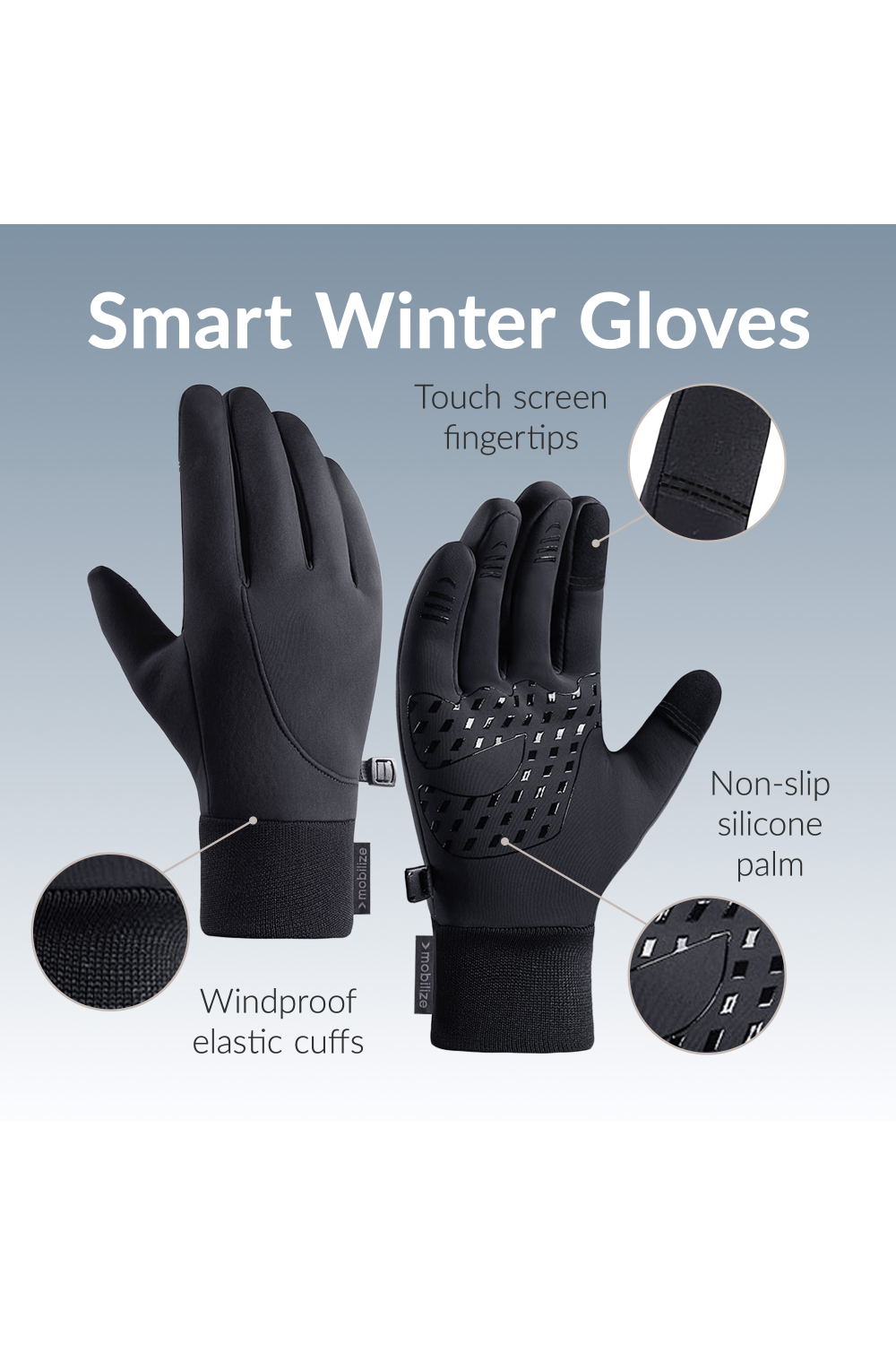 Mobilize Smart Winter Gloves (L) Black - Afbeelding 2