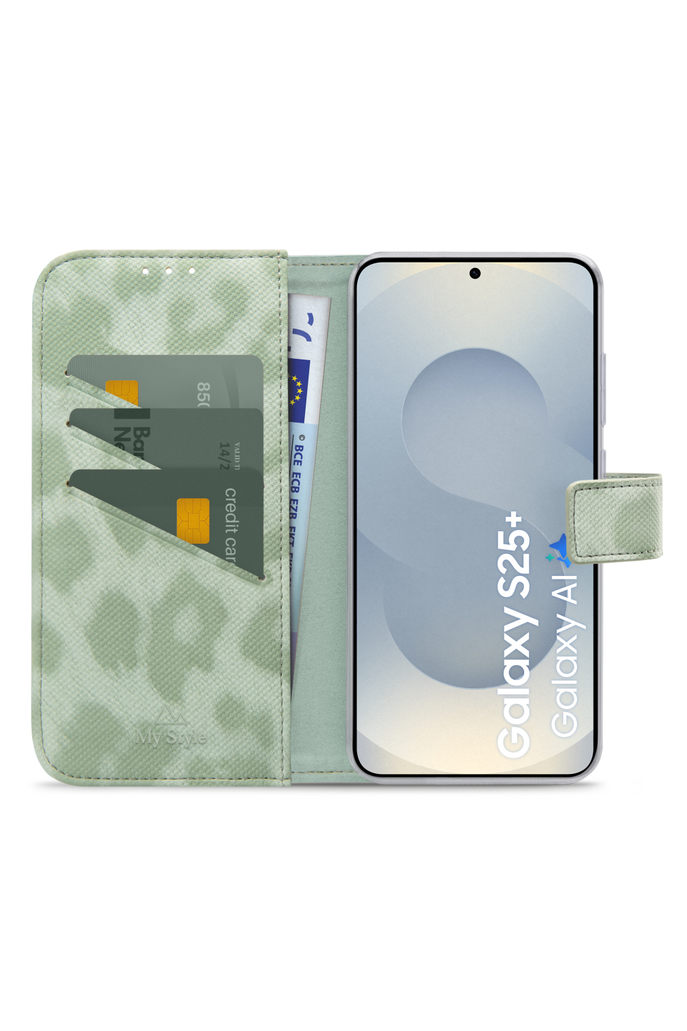 My Style Flex Wallet For Samsung Galaxy S25+ 5G Green Leopard - Afbeelding 3
