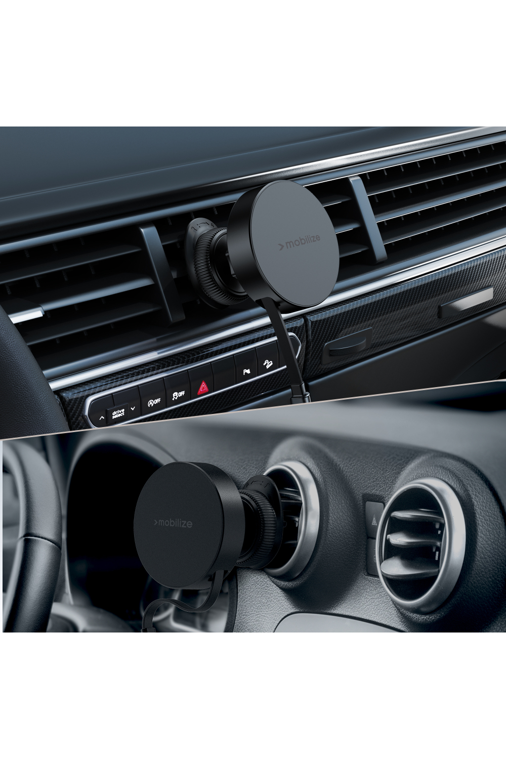 Mobilize Magsafe Compatible Car Holder/Charger 7.5W/10W/15W With Retractable Usb-C Cable Black - Afbeelding 4