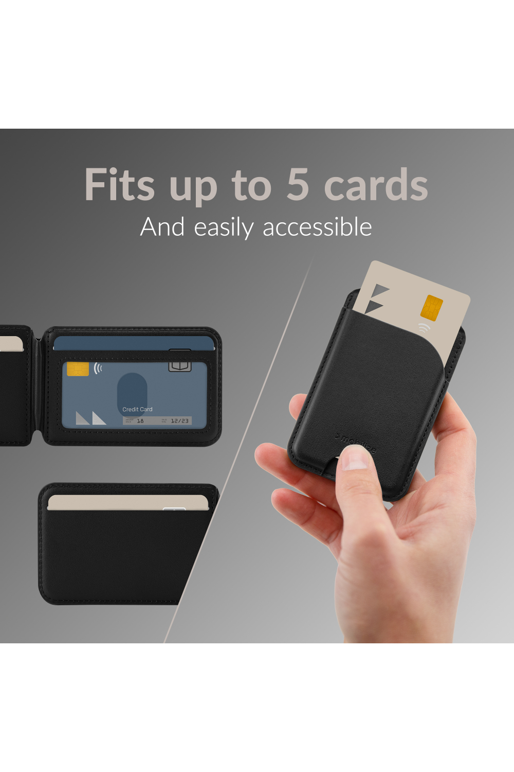 Mobilize Magsafe Compatible Magnet Card Holder With Stand Function Black - Afbeelding 4