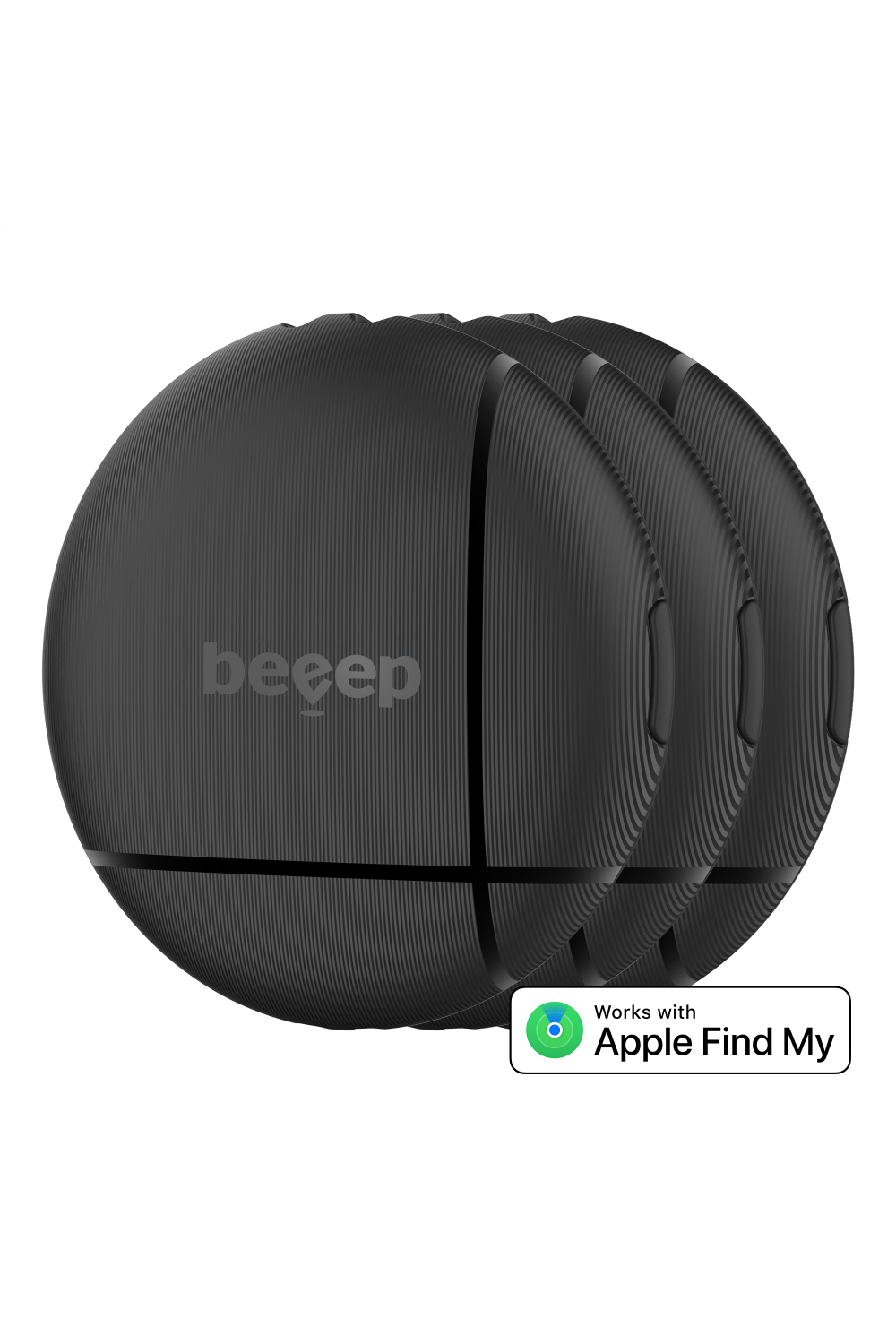 Beeep Betag Find My Tracker Black & Keychain Black - 3 Pack