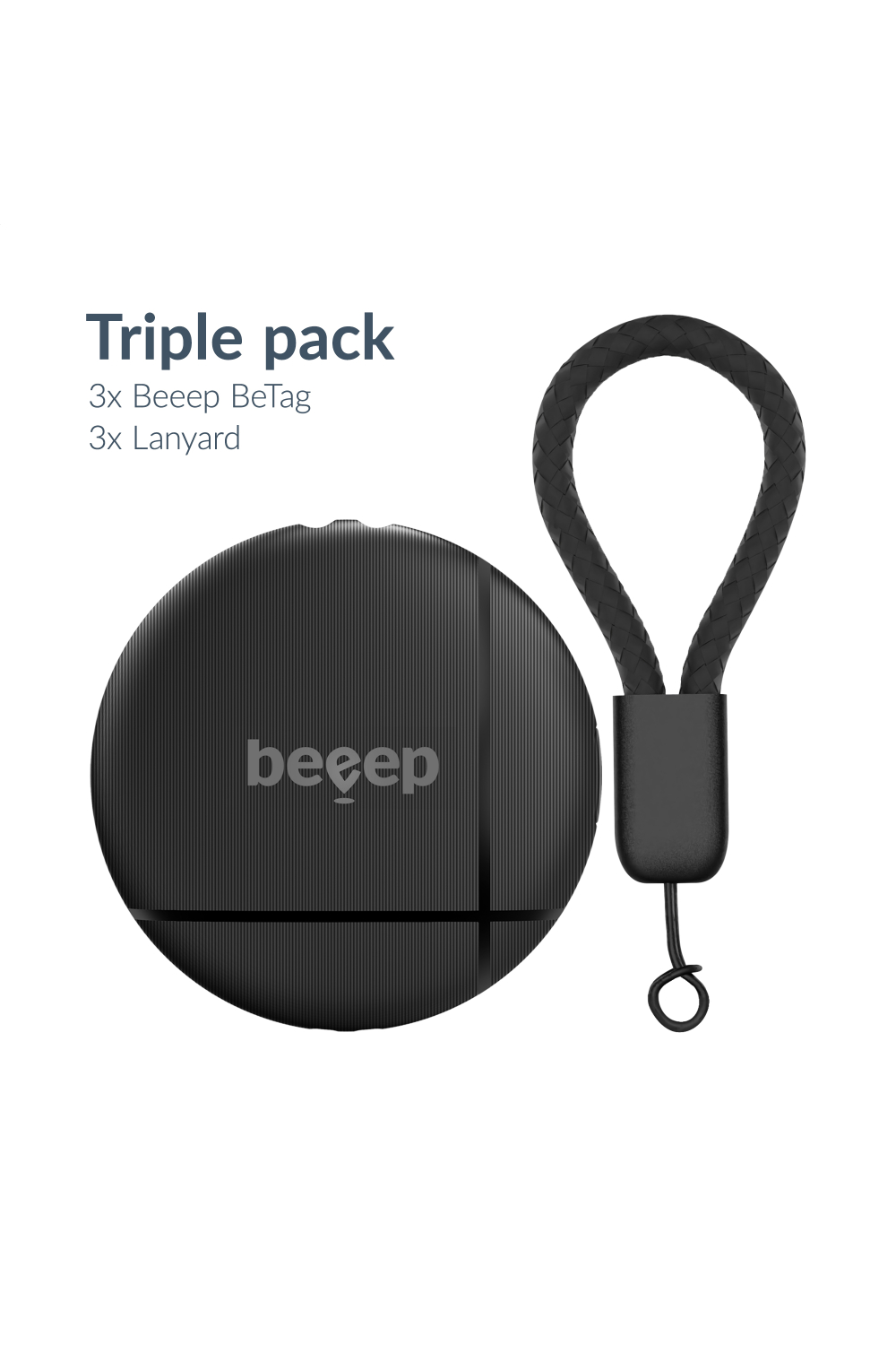 Beeep Betag Find My Tracker Black & Keychain Black - 3 Pack - Afbeelding 2