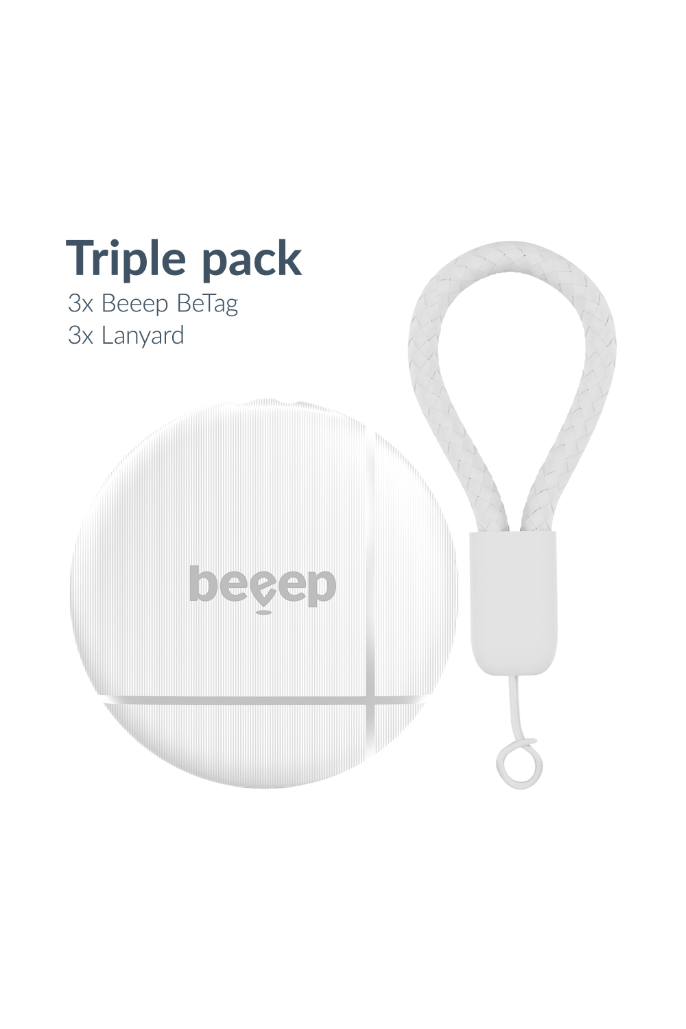 Beeep Betag Find My Tracker White & Keychain White - 3 Pack - Afbeelding 2