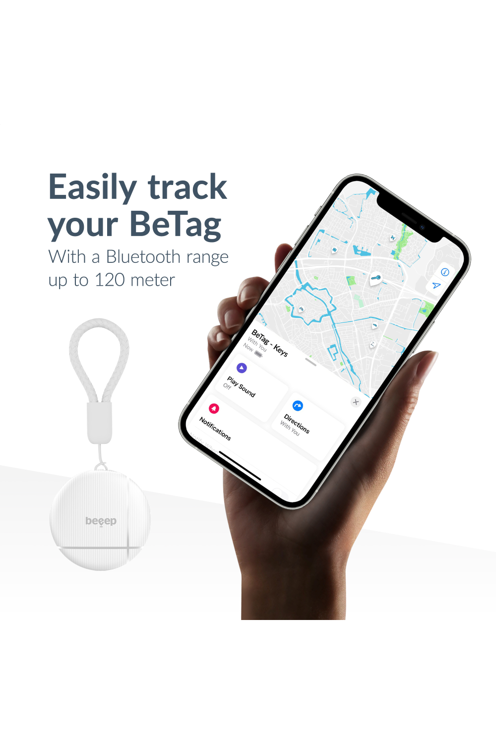 Beeep Betag Find My Tracker White & Keychain White - 3 Pack - Afbeelding 5