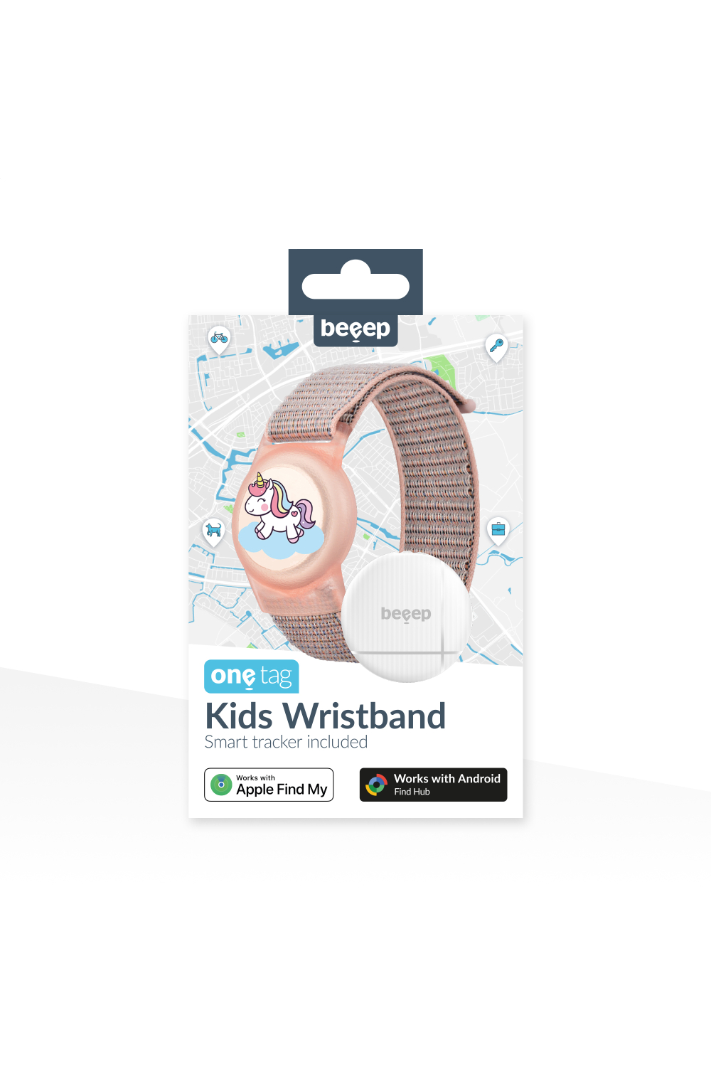 Beeep Onetag Apple Find My & Android Tracker - Kids Wristband Velcro Unicorn - Afbeelding 10