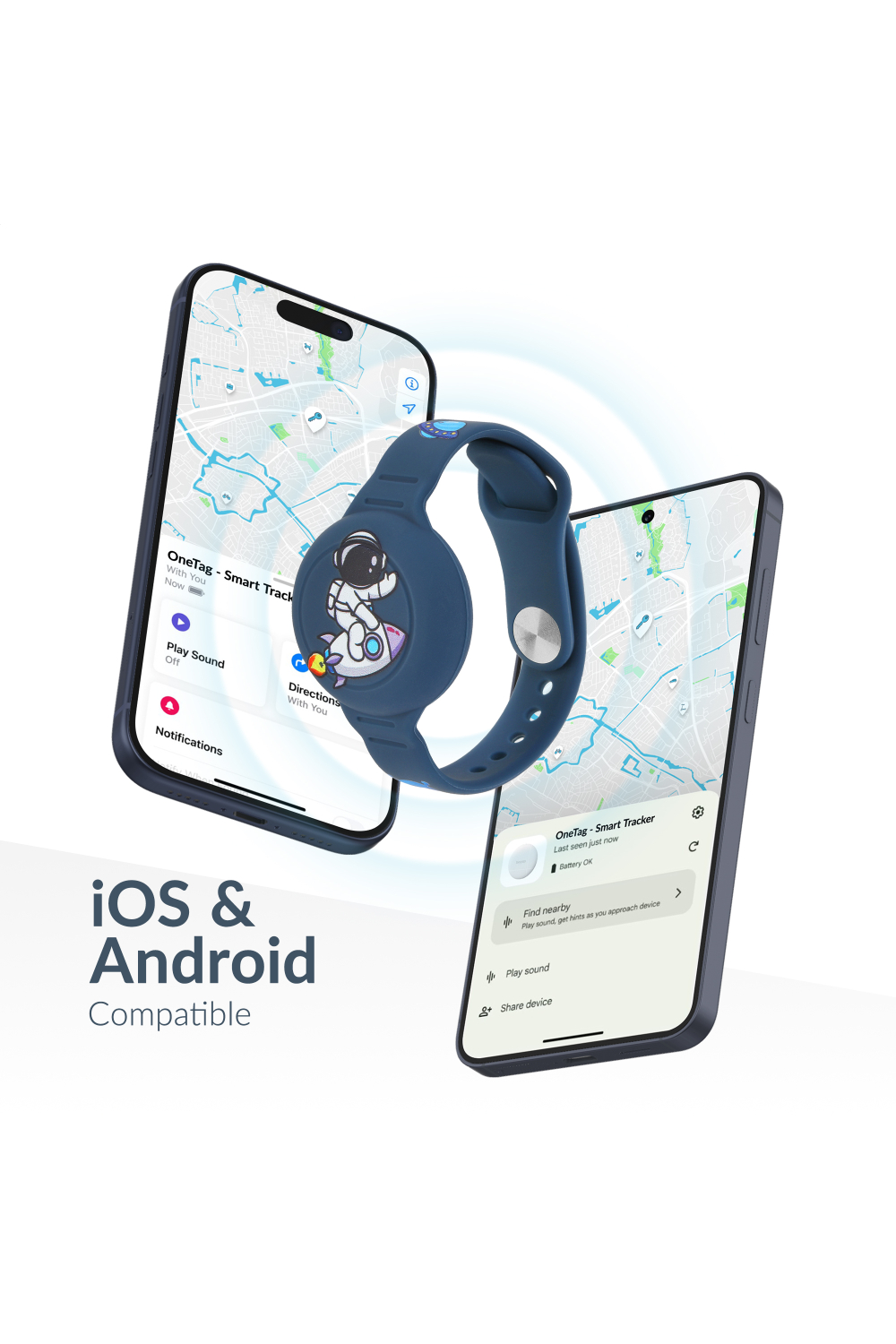 Beeep Onetag Apple Find My & Android Tracker - Kids Wristband Silicon Astronaut - Afbeelding 2