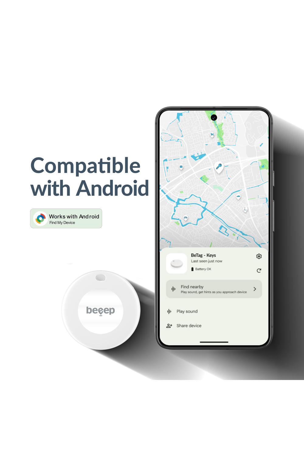 Beeep Betag Android Tracker White & Keychain White - 1 Pack - Afbeelding 3