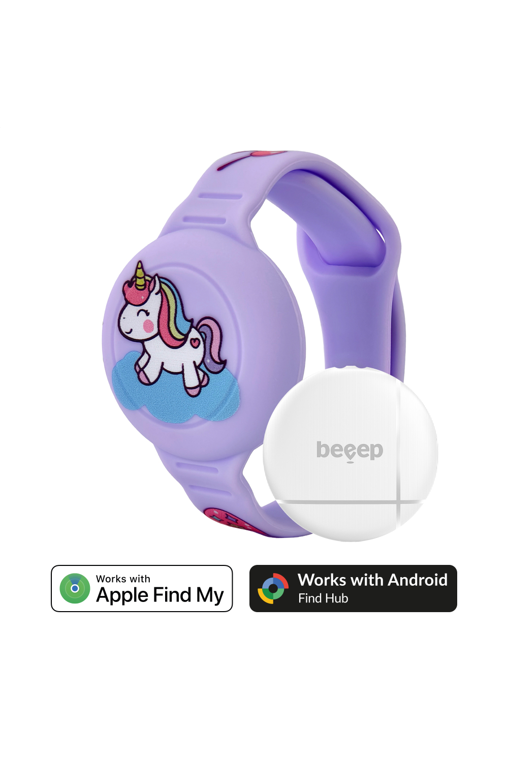 Beeep Onetag Apple Find My & Android Tracker - Kids Wristband Silicon Unicorn