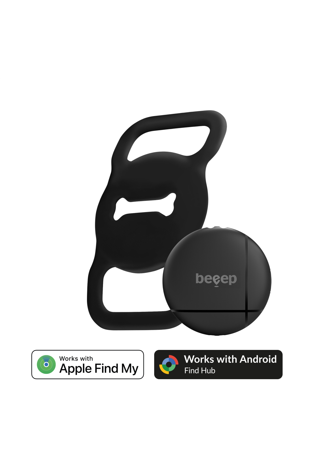 Beeep Onetag Apple Find My & Android Tracker - Dog Collar Tag - Black