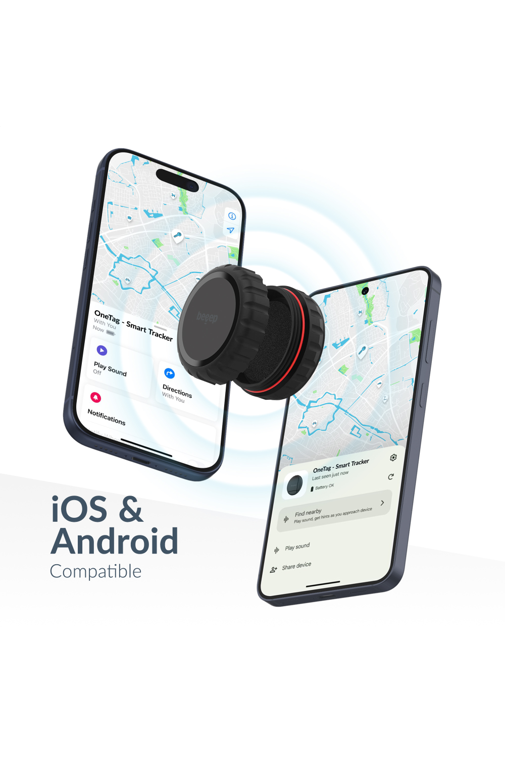 Beeep Onetag Apple Find My & Android Tracker - Waterproof Case - Black - Afbeelding 2