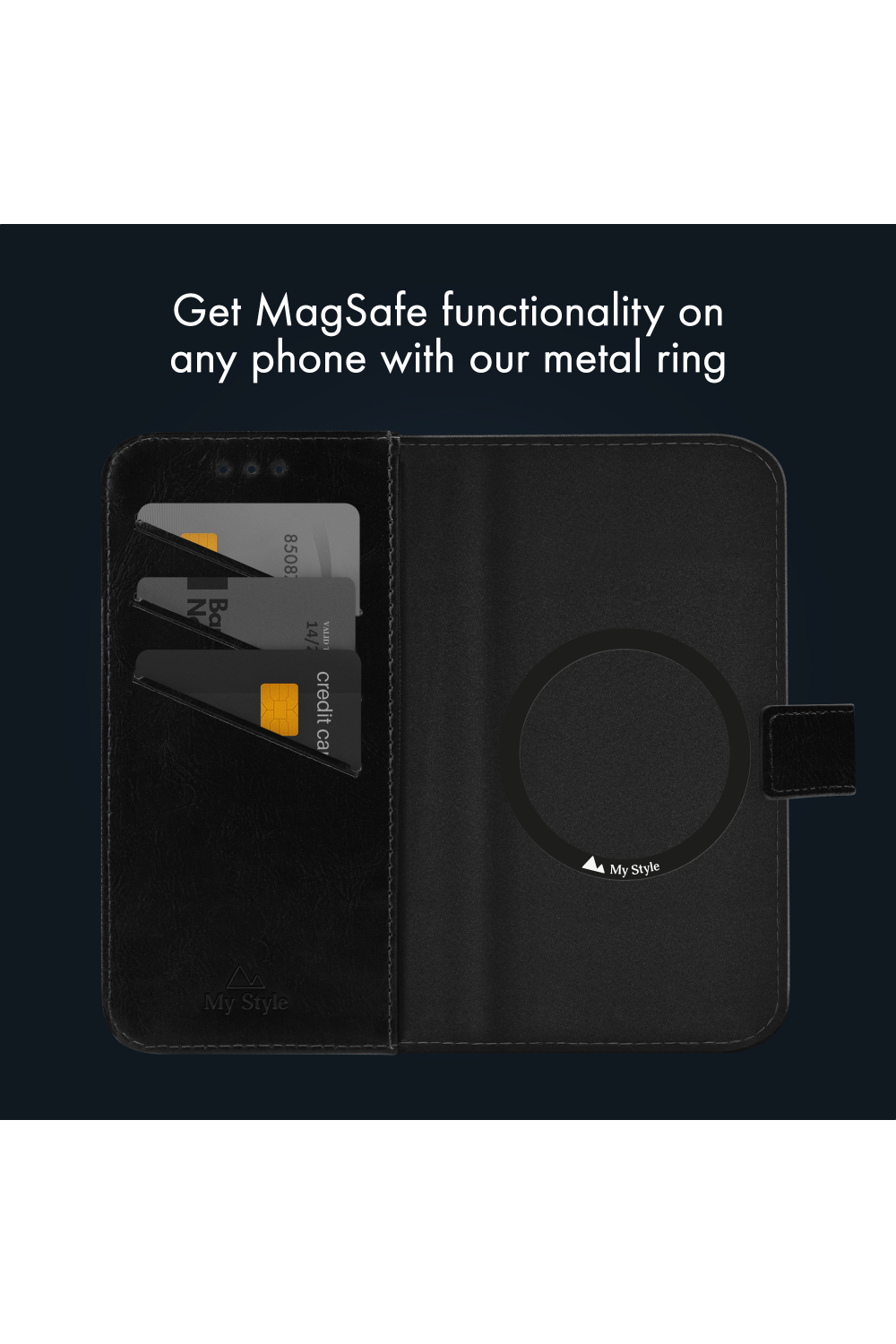 My Style Universal Magsafe Compatible Wallet - Black 4.7" (Without Case) - Afbeelding 3