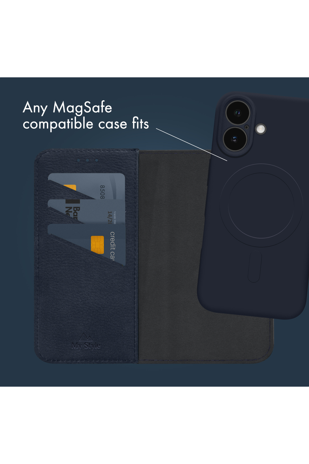 My Style Universal Magsafe Compatible Wallet - Midnight Blue 4.7" (Without Case) - Afbeelding 4