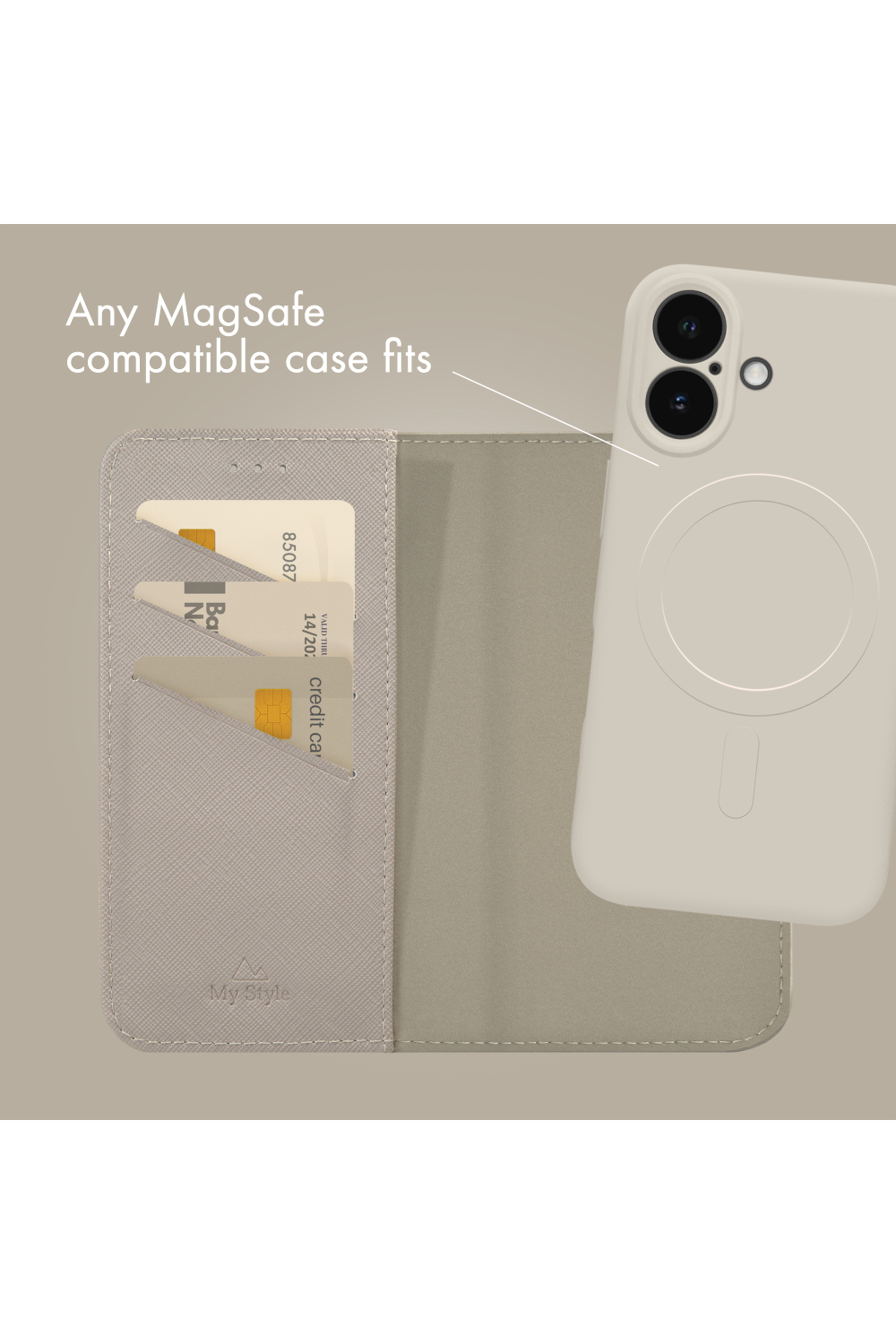 My Style Universal Magsafe Compatible Wallet - Warm Grey 6.3" (Without Case) - Afbeelding 4