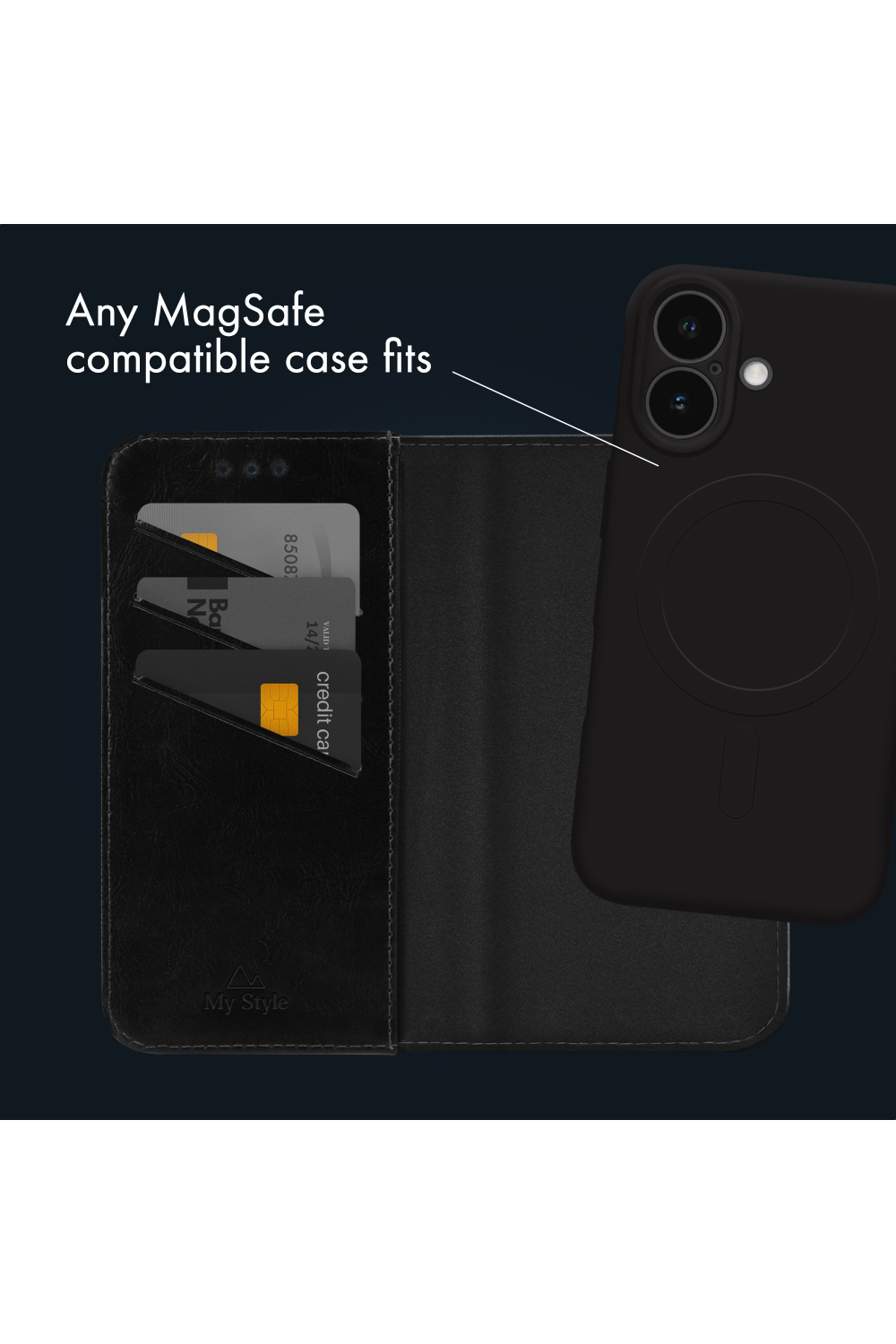 My Style Universal Magsafe Compatible Wallet - Black 6.7" (Without Case) - Afbeelding 4