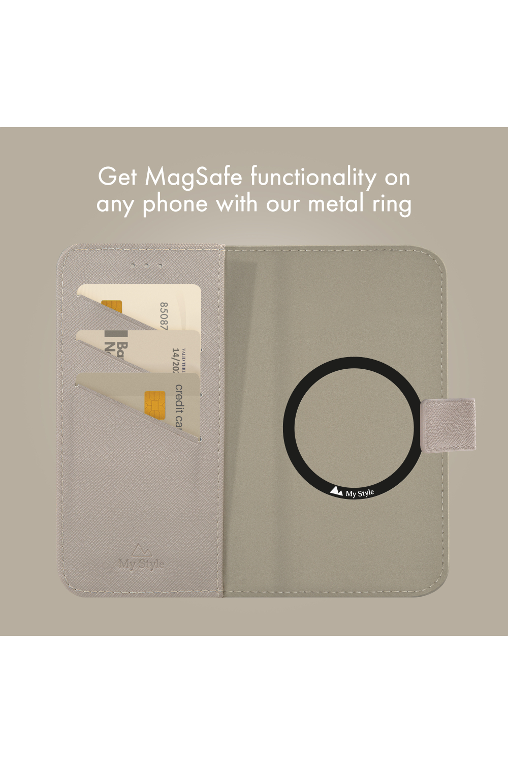 My Style Universal Magsafe Compatible Wallet - Warm Grey 6.7" (Without Case) - Afbeelding 3