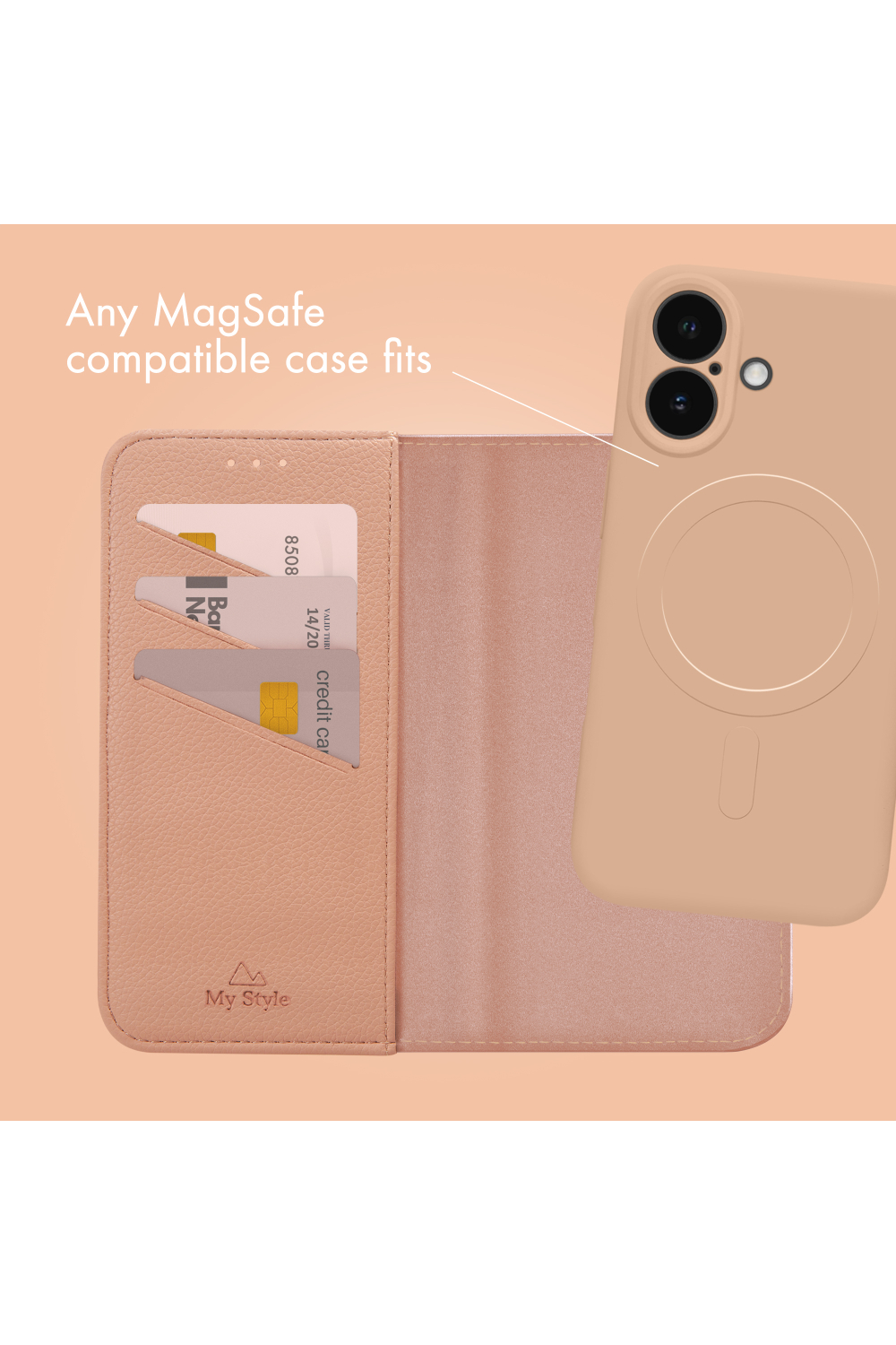 My Style Universal Magsafe Compatible Wallet - Soft Pink 6.8" (Without Case) - Afbeelding 4