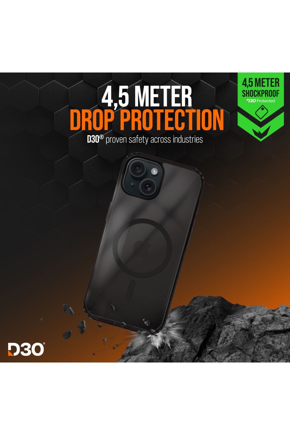 Striker X-Core - D3O Xtreme Impact Mag Case - Black - Apple Iphone 13/14/15 - Afbeelding 3
