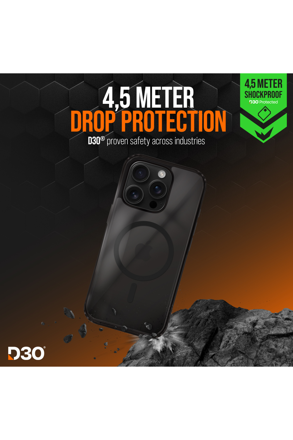 Striker X-Core - D3O Xtreme Impact Mag Case Pro - Black - Apple Iphone 16 Pro - Afbeelding 3