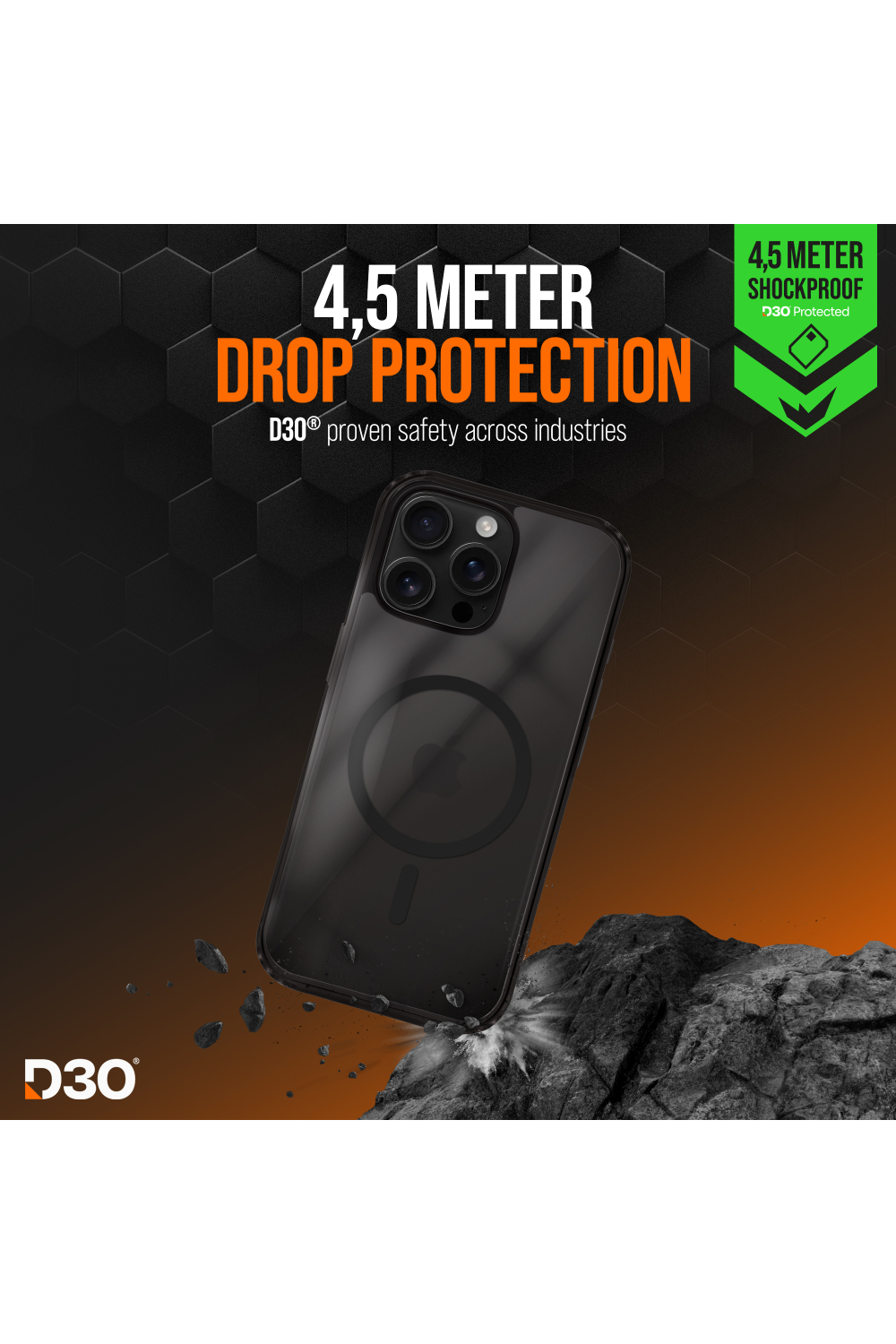 Striker X-Core - D3O Xtreme Impact Mag Case Pro - Black - Apple Iphone 16 Pro Max - Afbeelding 3