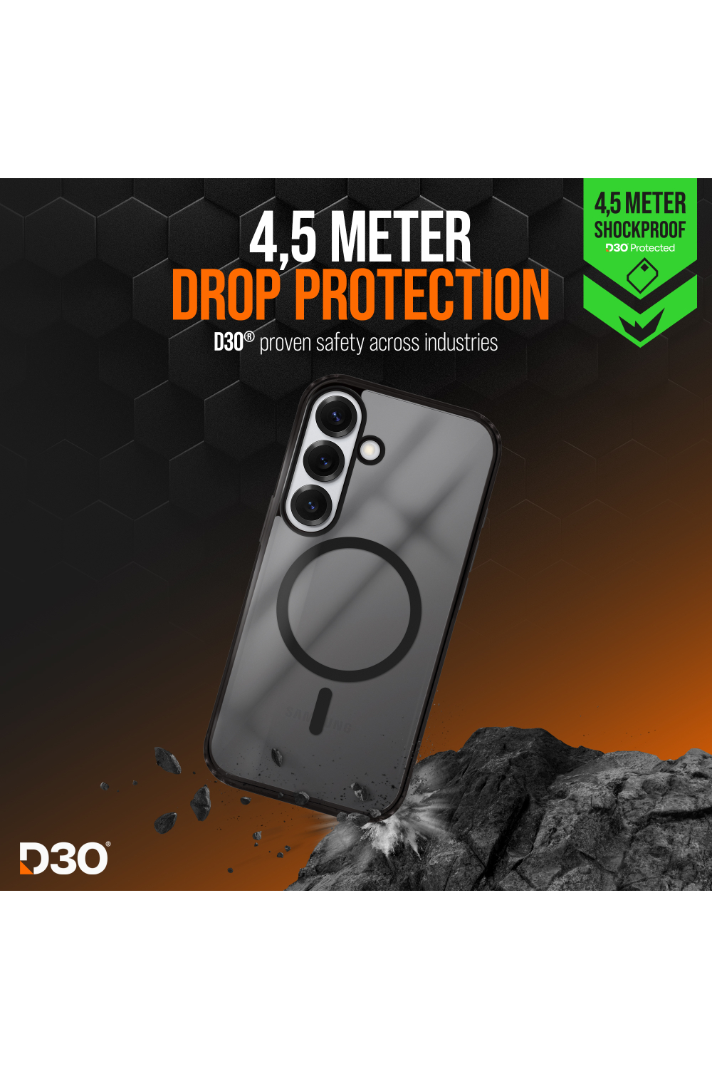 Striker X-Core - D3O Xtreme Impact Mag Case - Black - Samsung S25 5G - Afbeelding 3