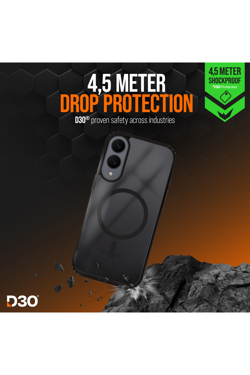 Striker X-Core - D3O Xtreme Impact Mag Case - Black - Samsung S25 Edge 5G - Afbeelding 3