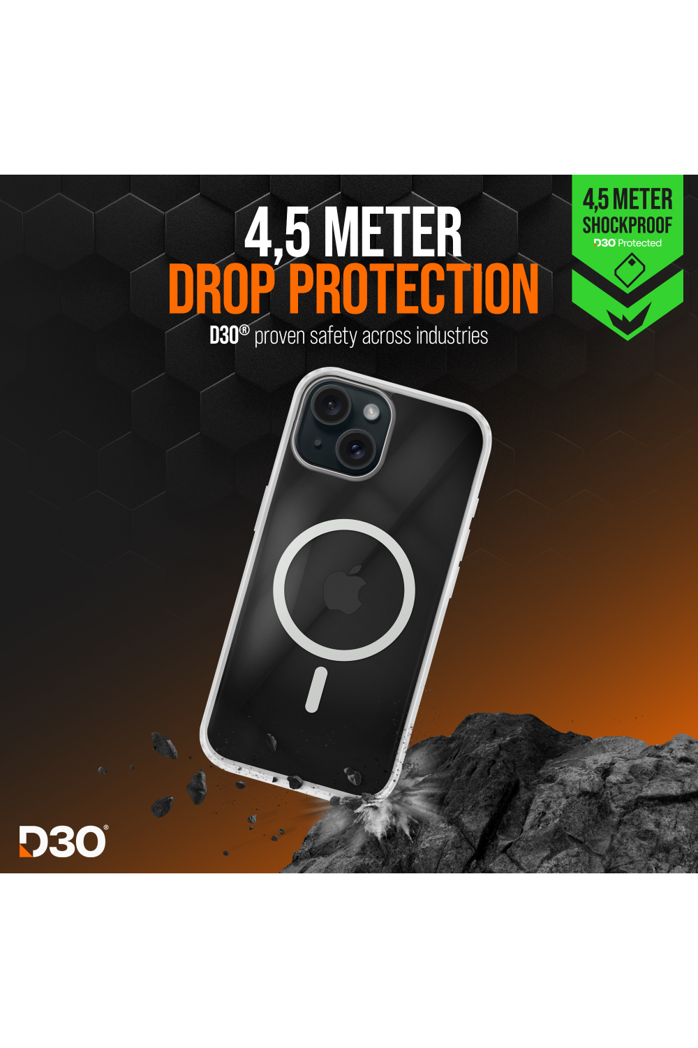 Striker X-Core - D3O Xtreme Impact Mag Case - Clear - Apple Iphone 13/14/15 - Afbeelding 3