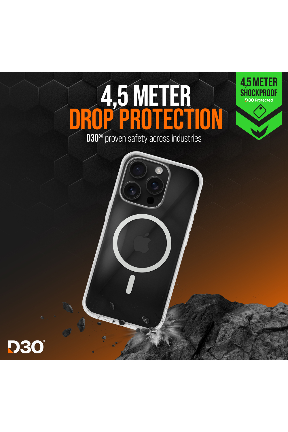 Striker X-Core - D3O Xtreme Impact Mag Case Pro - Clear - Apple Iphone 16 Pro - Afbeelding 3