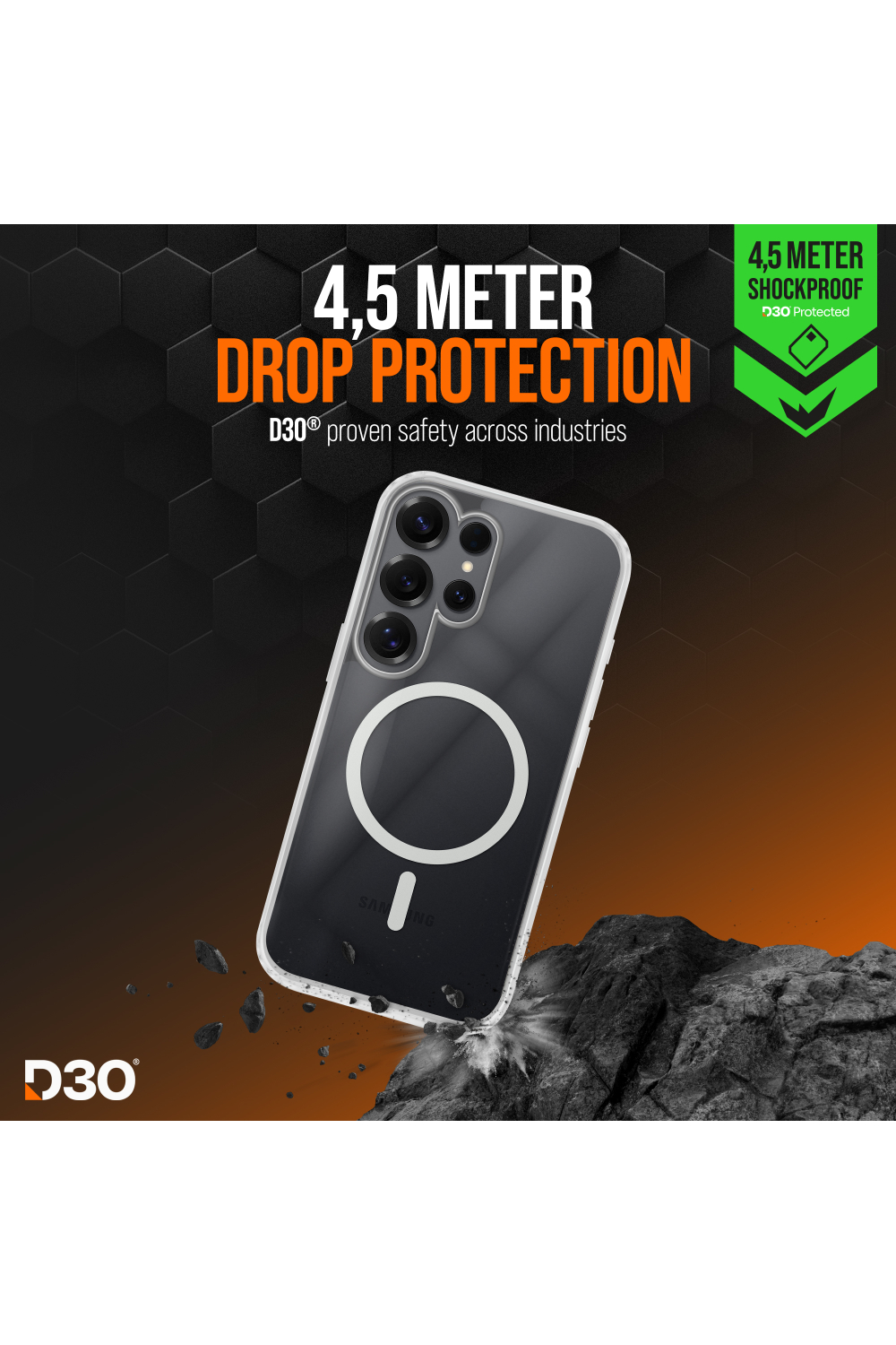 Striker X-Core - D3O Xtreme Impact Mag Case - Clear - Samsung S25 Ultra 5G - Afbeelding 3