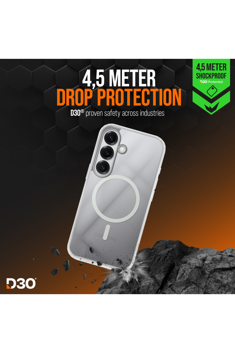 Striker X-Core - D3O Xtreme Impact Mag Case - Clear - Samsung S25 5G - Afbeelding 3