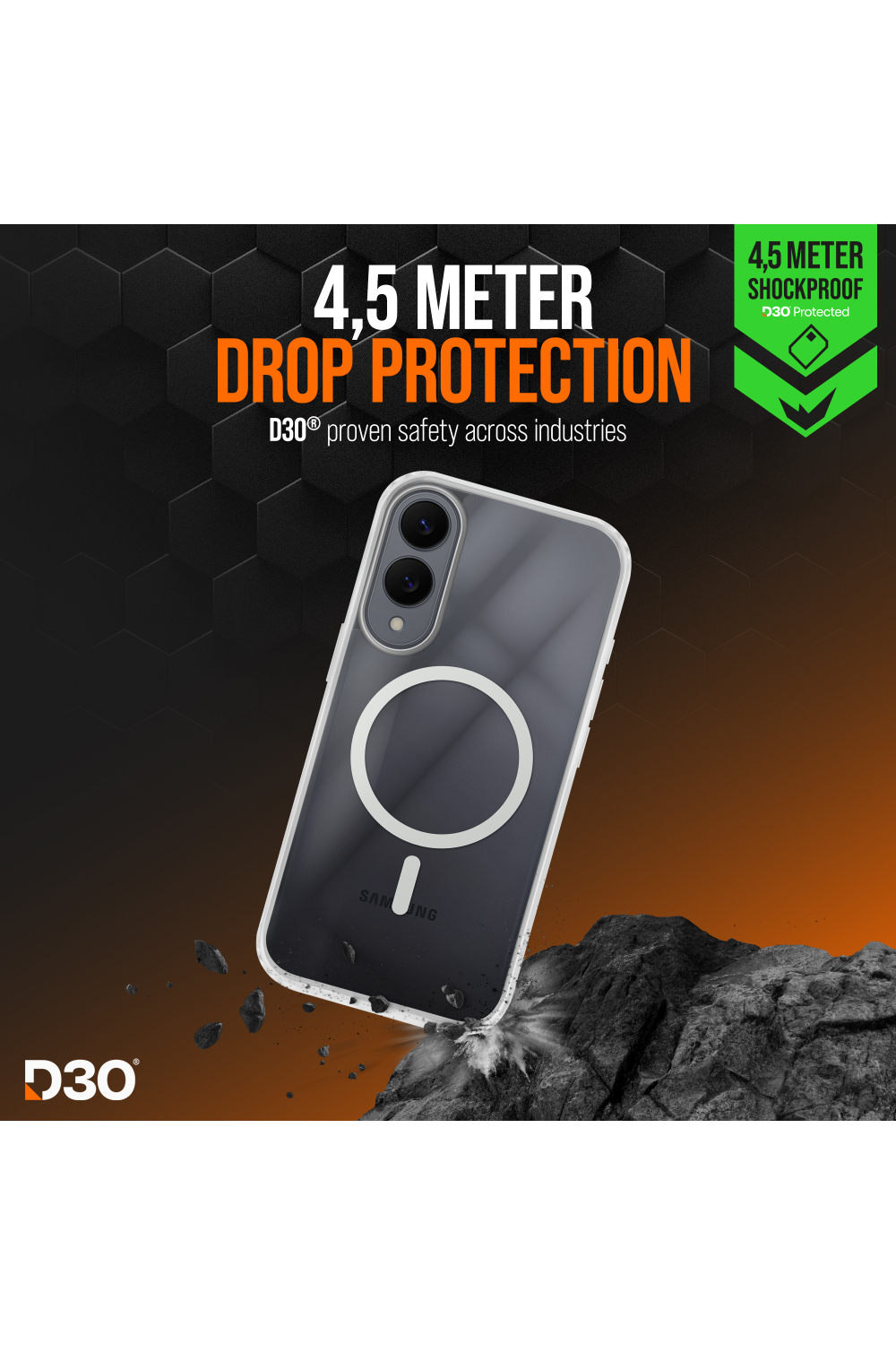 Striker X-Core - D3O Xtreme Impact Mag Case - Clear - Samsung S25 Edge 5G - Afbeelding 3