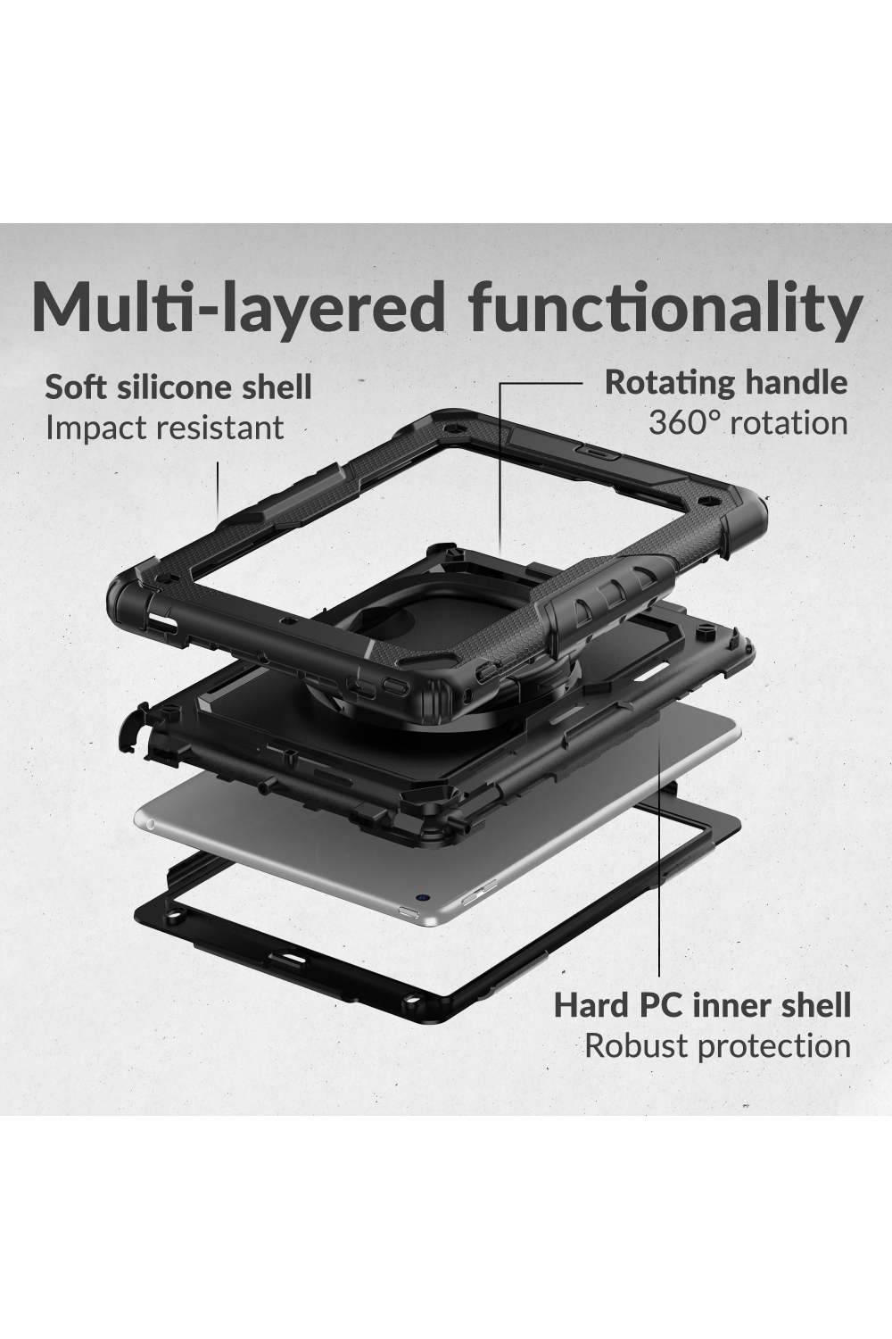 Mobilize Rotating Defender Case Stand Function For Samsung Galaxy Tab S10 Fe+ 13.1 Black - Afbeelding 4