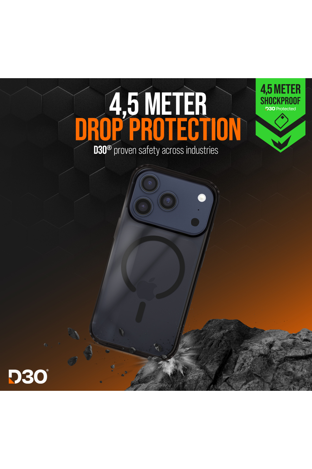 Striker X-Core - D3O Xtreme Impact Mag Case Pro - Black - Apple Iphone 17 Pro/18 Pro - Afbeelding 3