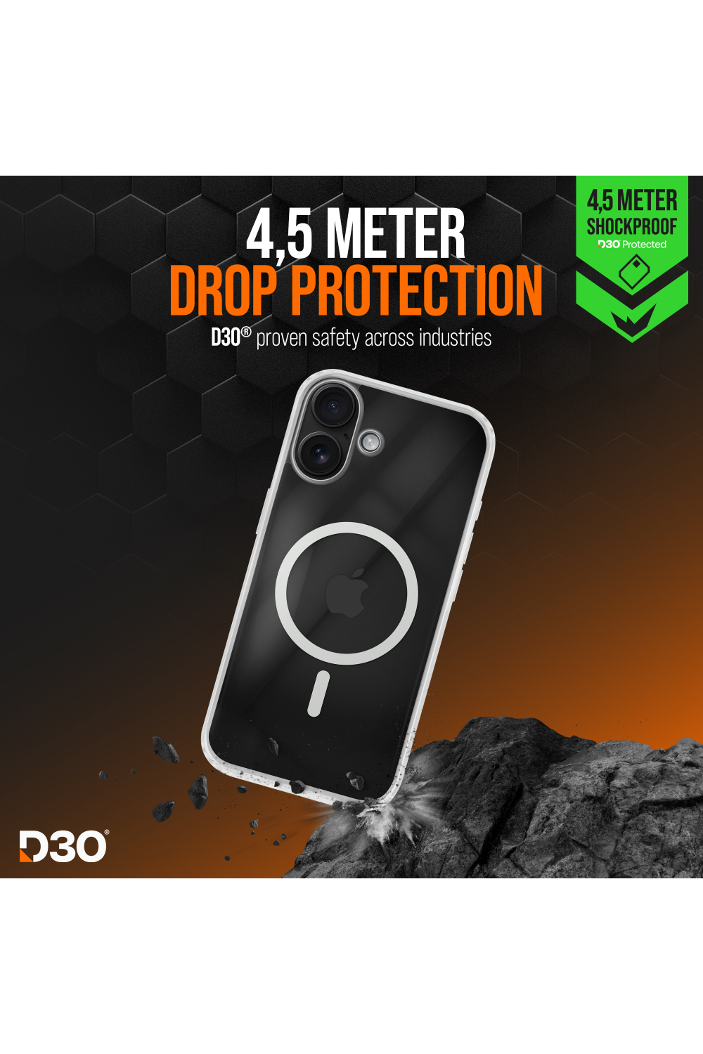 Striker X-Core - D3O Xtreme Impact Mag Case Pro - Clear - Apple Iphone 17 - Afbeelding 3