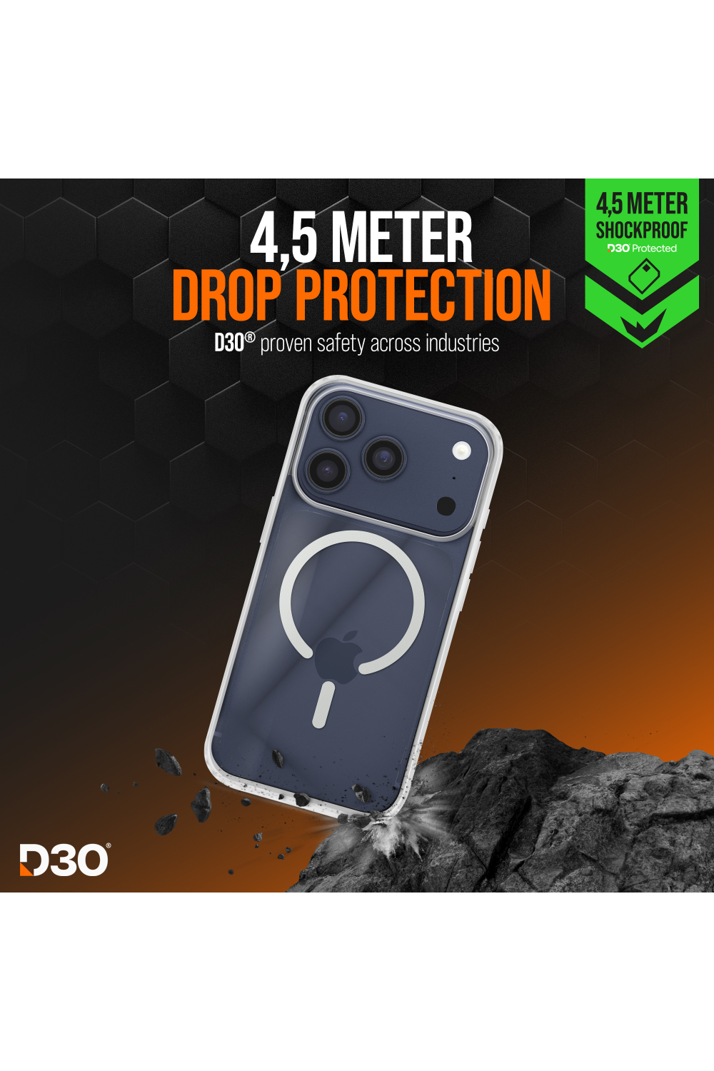 Striker X-Core - D3O Xtreme Impact Mag Case Pro - Clear - Apple Iphone 17 Pro Max/18 Pro Max - Afbeelding 3