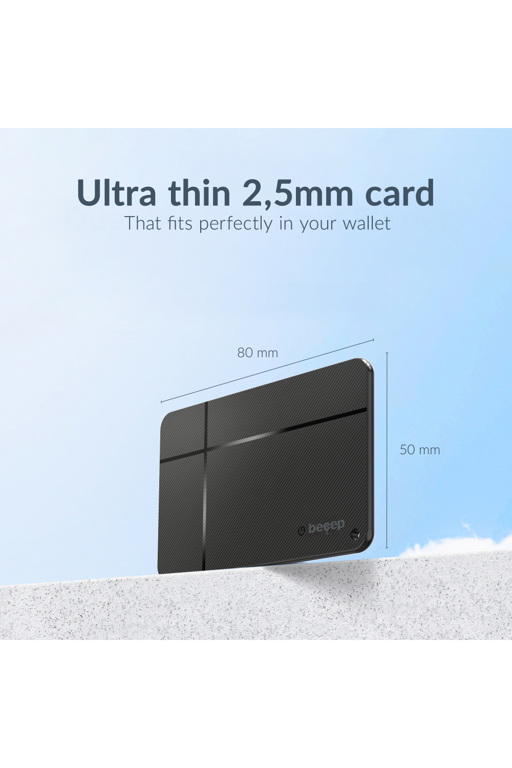 Beeep Onetag Apple Find My & Android Tracker - Wallet Card Wireless Rechargeable - Black - Afbeelding 7