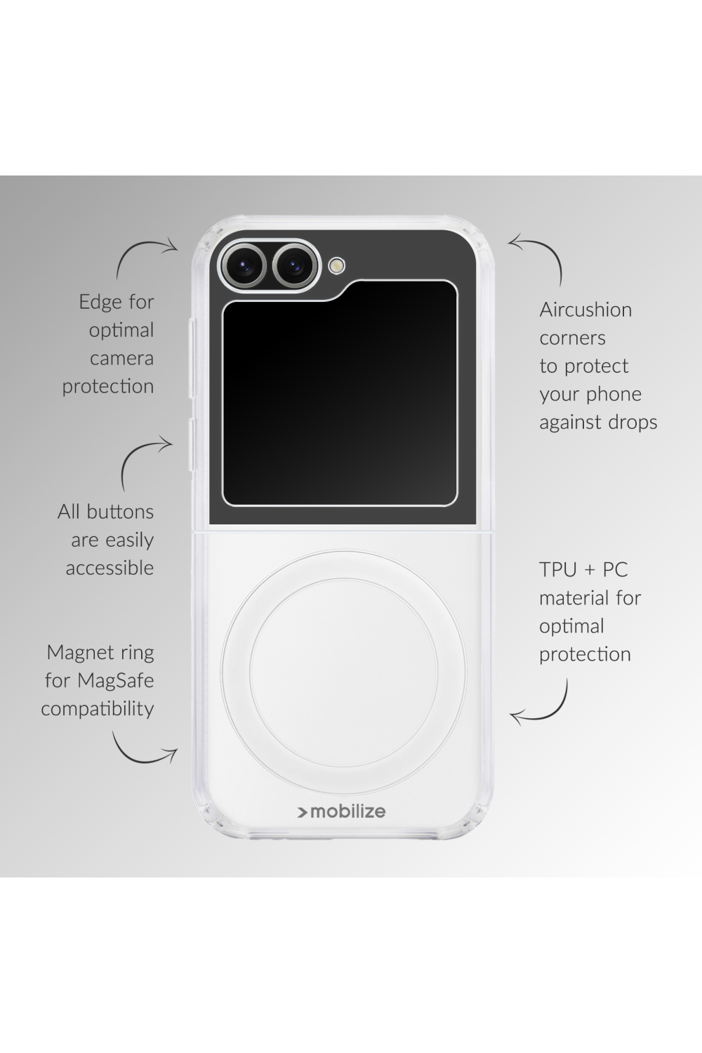 Mobilize Magsafe Compatible Naked Protection Case For Samsung Galaxy Z Flip7 5G Clear - Afbeelding 4