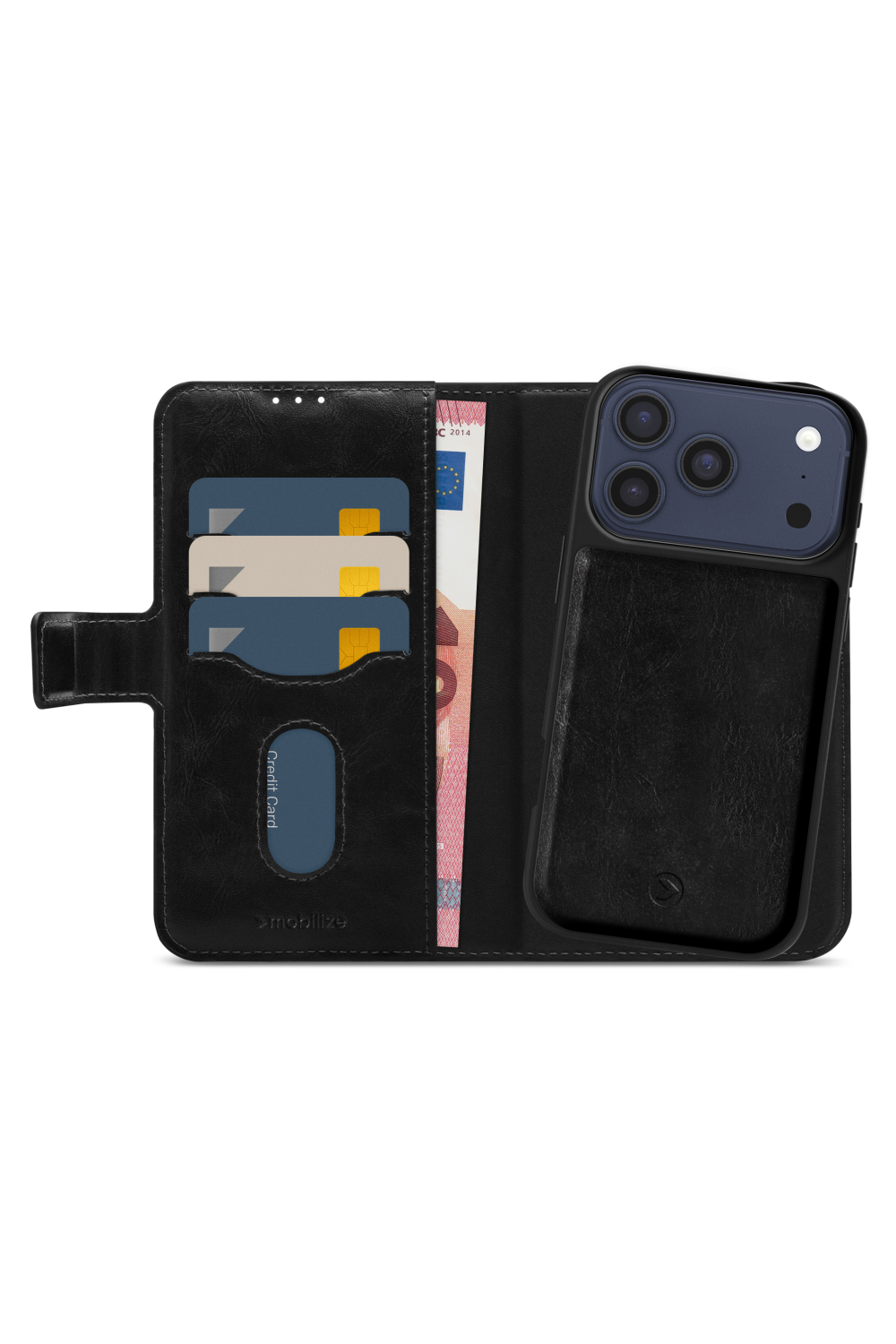 Mobilize 2In1 Magsafe Compatible Gelly Wallet Case Apple Iphone 17 Pro Max Black